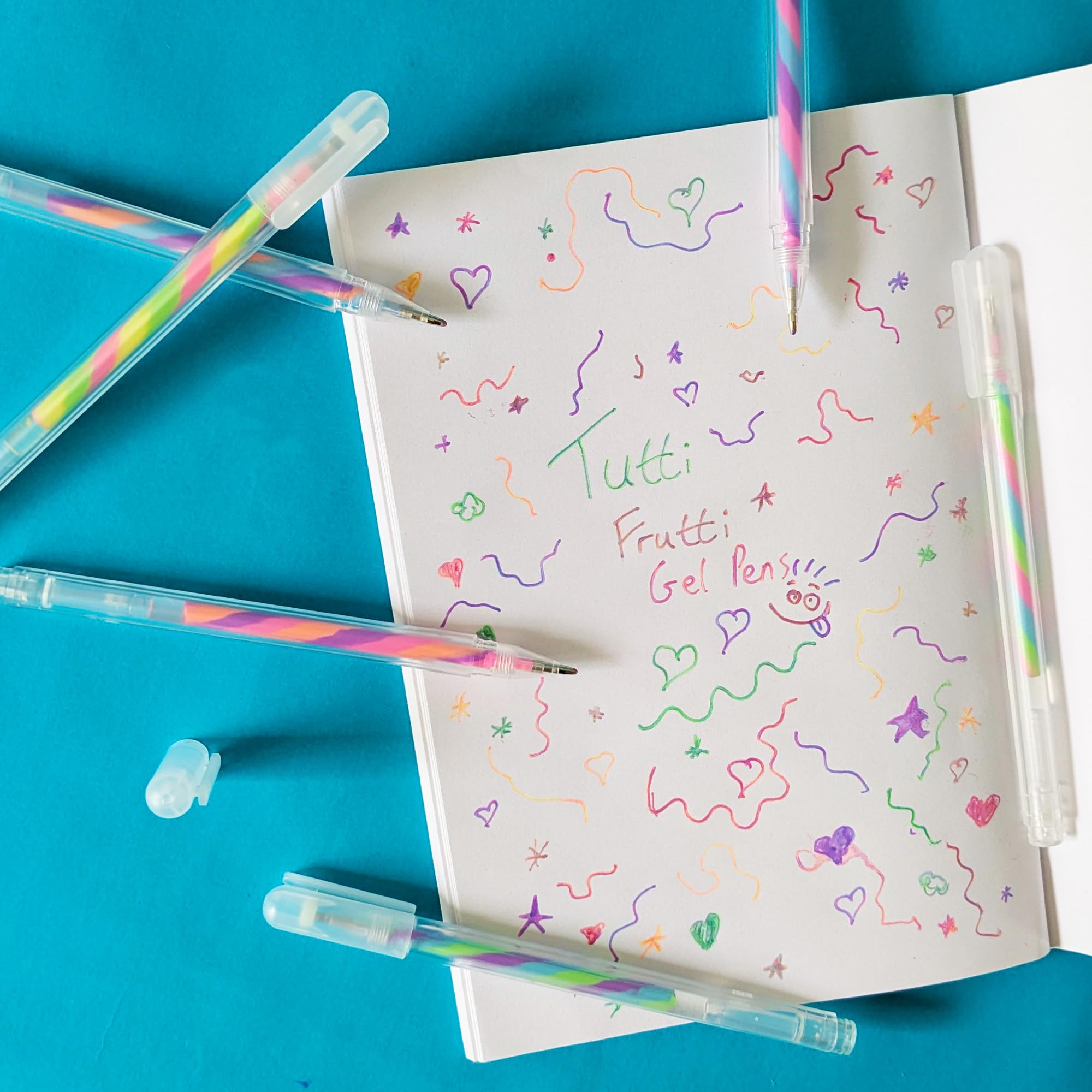 Tinc Tutti Frutti Gel Pens - Set of 6 with Rainbow Changing Ink | 0.7mm Medium Point | Multicolor 3