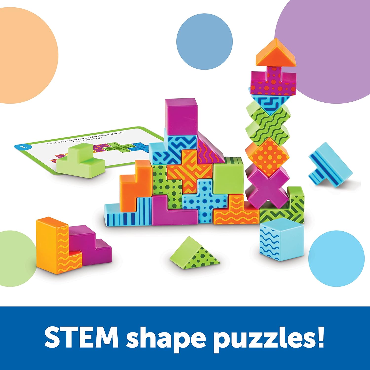 Learning Resources STEM Explorers Brainometry - 2D & 3D Shape Puzzle Challenges for Ages 5+