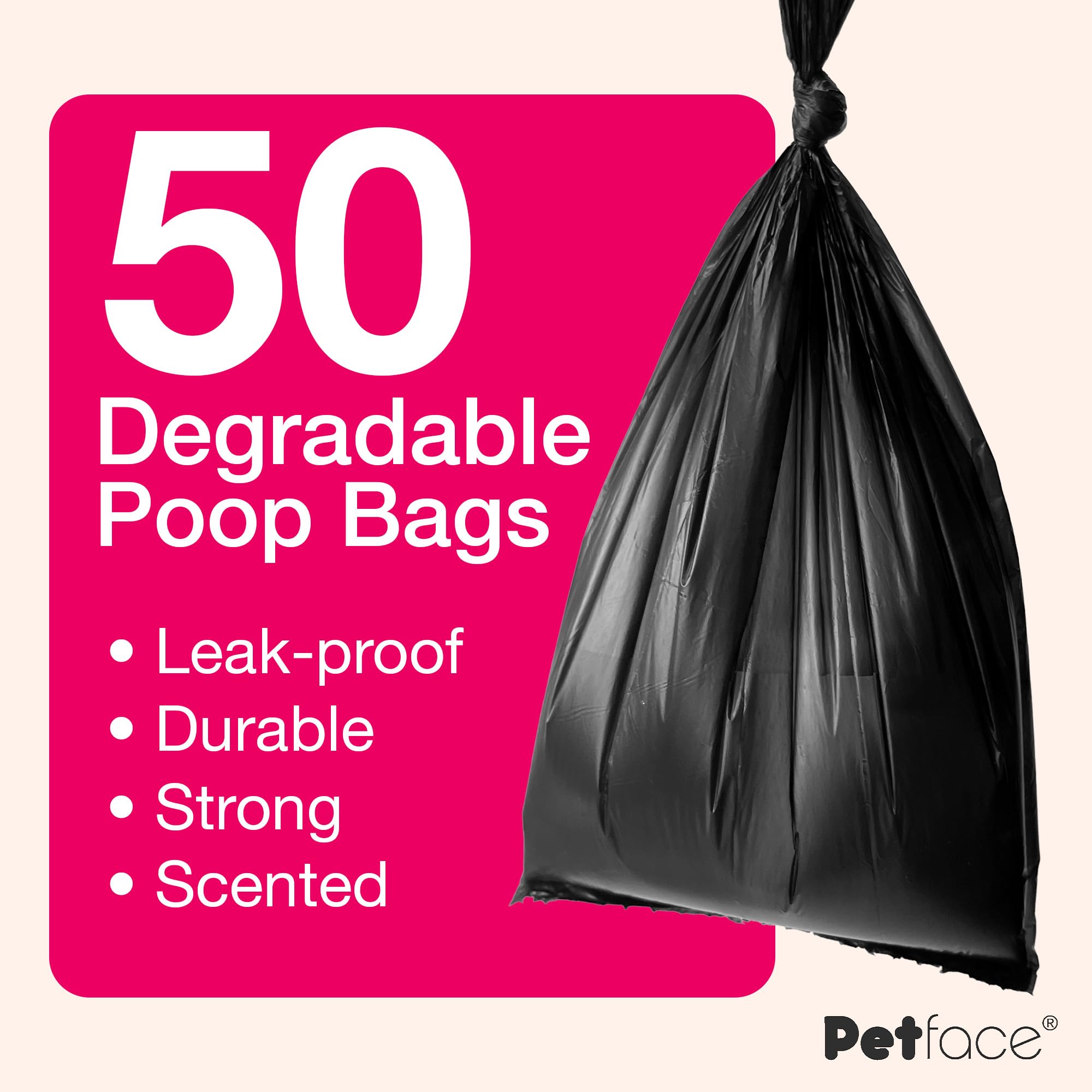 Petface Jasmine Scented Dog Poop Bags - Tie Handle Closure | Pack of 50 2