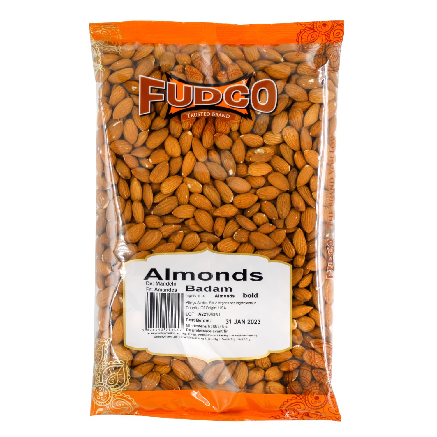 Fudco Supreme Almonds - Raw, 500g Pack | Rich in Protein & Fibre | California Sourced 1