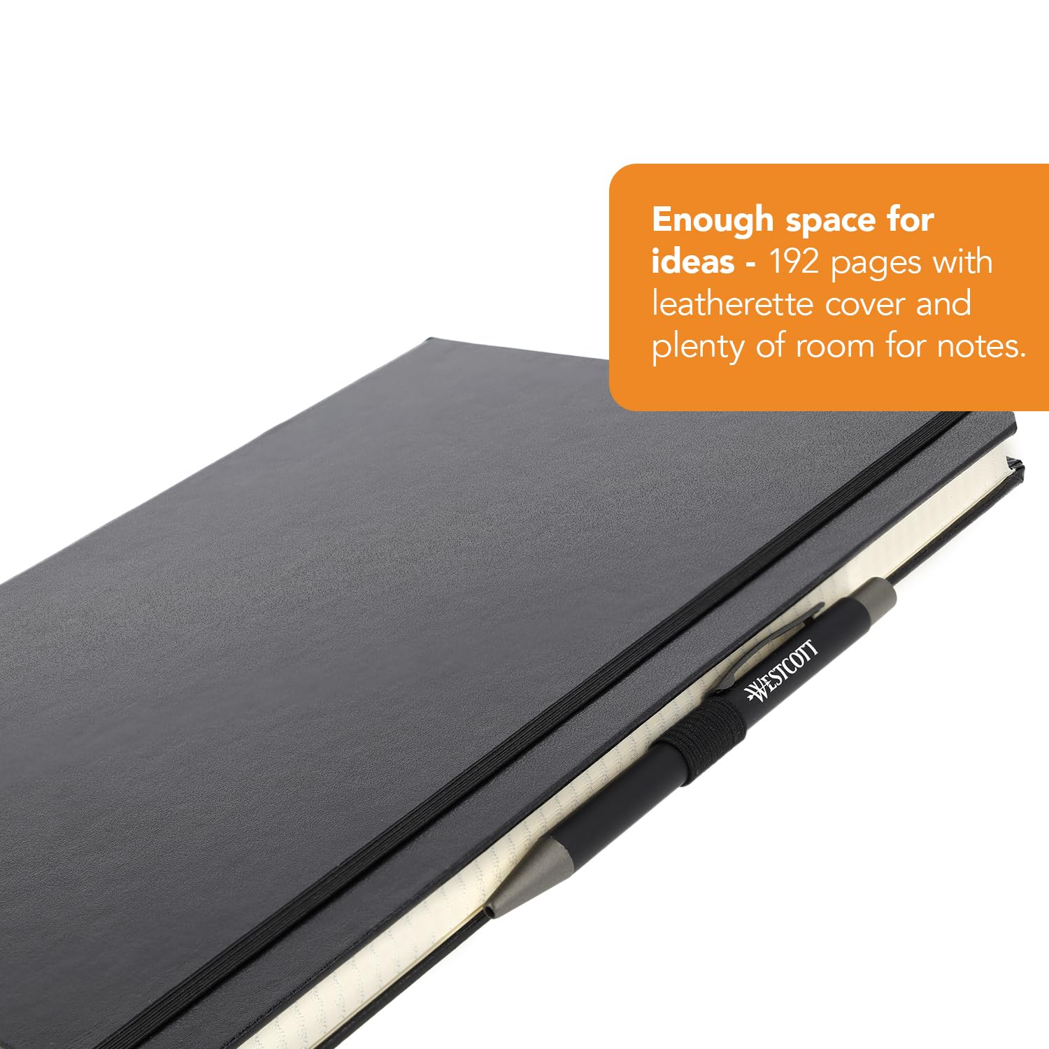 Westcott Notebook - A4 Squared, 192 Pages, Black Hardcover | 80 g/m² FSC Paper