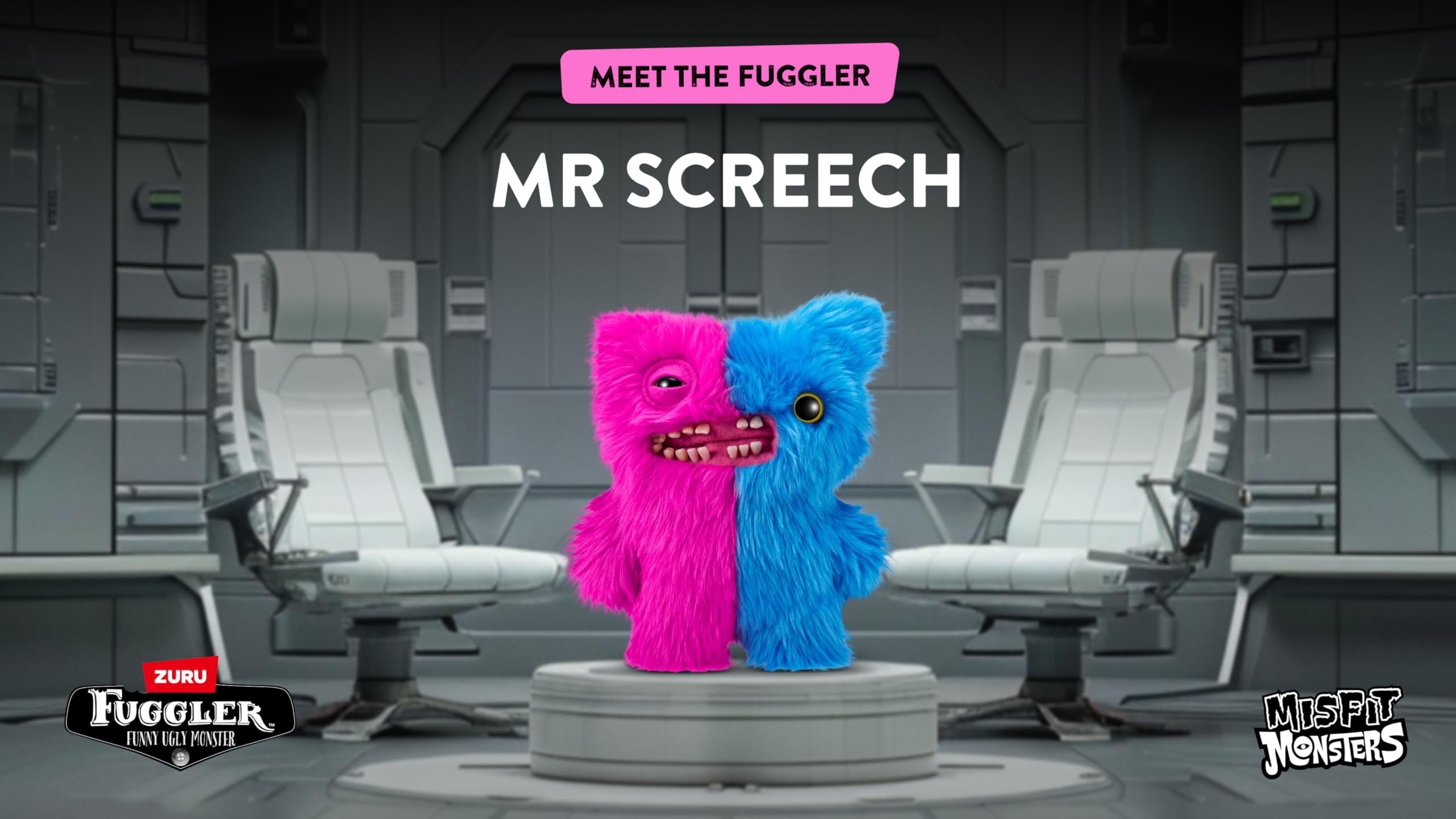 Fuggler Misfit Monsters 9-inch Series 1 - Mr Screech & Mr Buttons Pink & Blue Plush Toy Set 3