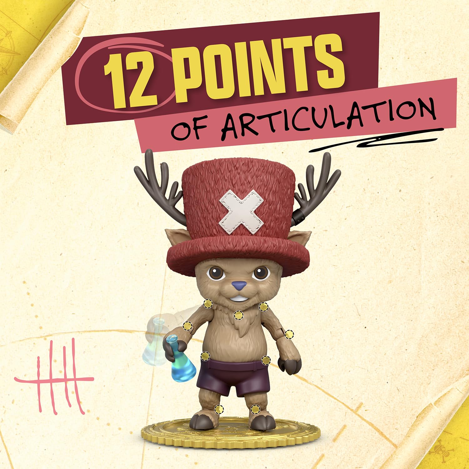 One Piece Tony Tony Chopper Action Figure - 4" (10 cm) with 6 Accessories | 16 Points of Articulation 3