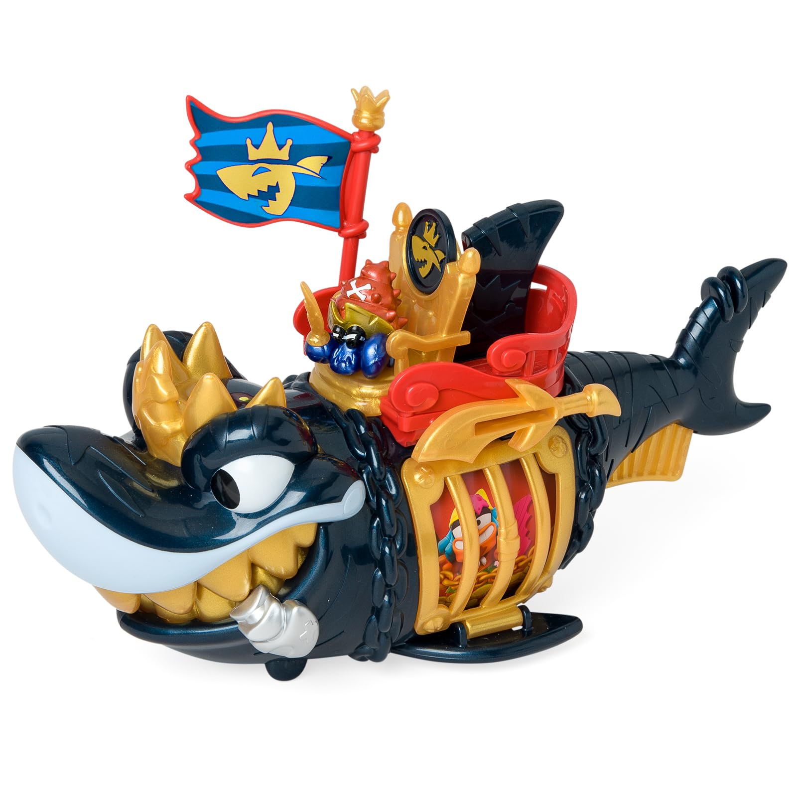 PIRATIX ADVENTURE WORLD King Shark Golden Teeth Playset | Articulated Shark with Cage | Includes Captain Hermitt Figure 2