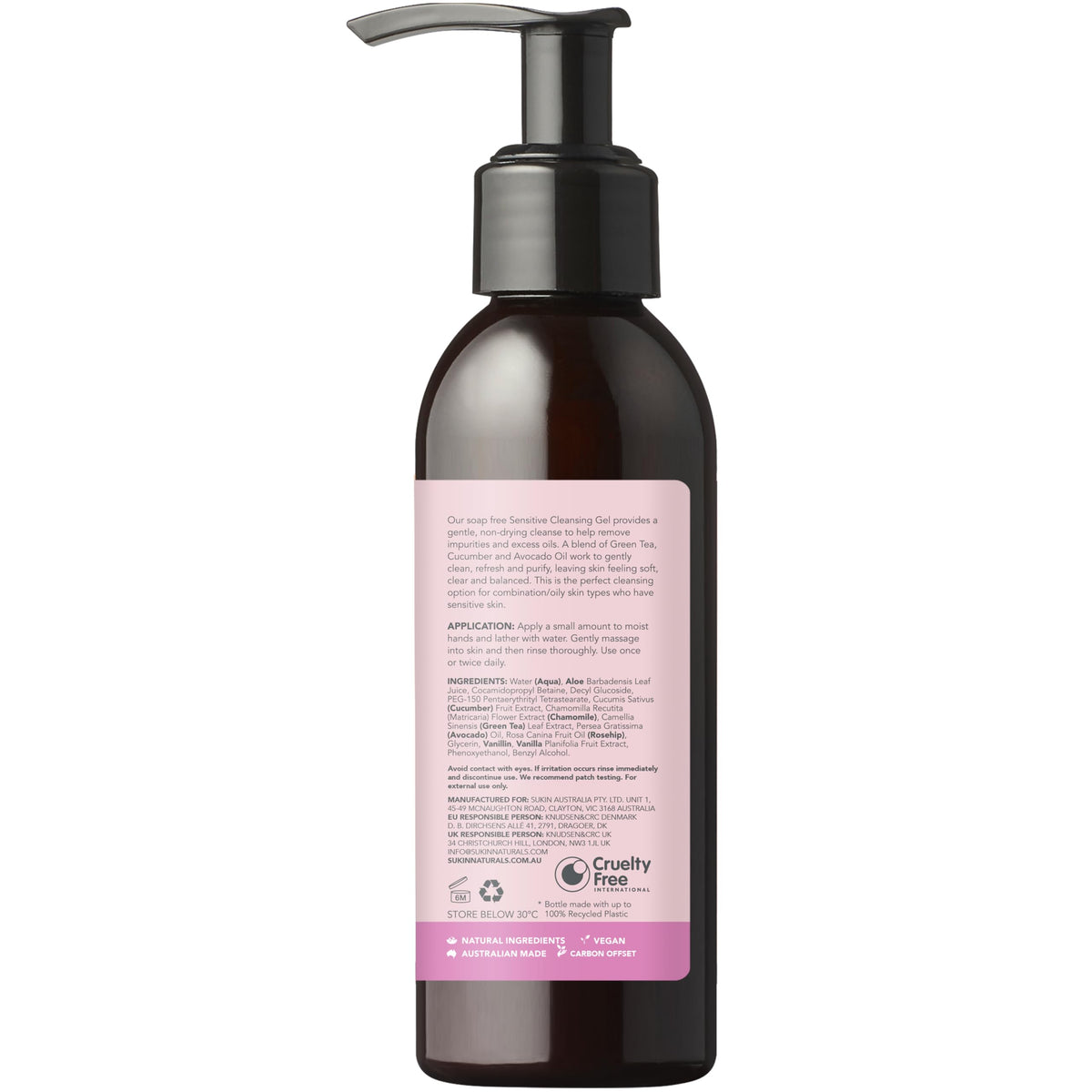Sukin Sensitive Cleansing Gel - Gentle, Non-Drying Cleanse for Sensitive Skin | 125ml 3