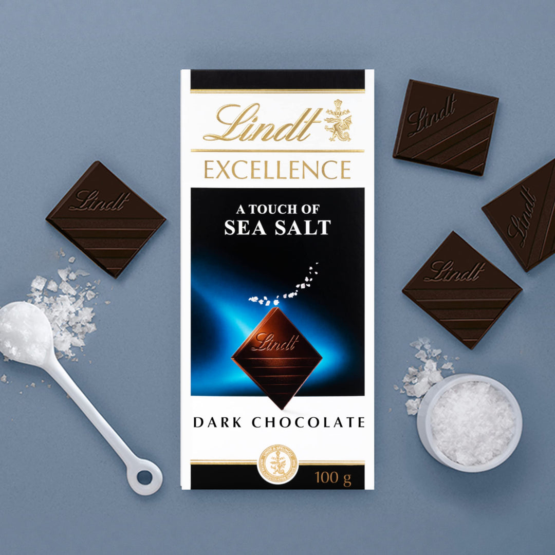 Lindt Excellence Dark Sea Salt Chocolate Bar, 100g