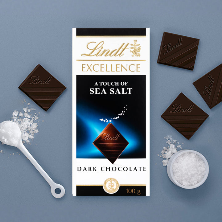 Lindt Excellence Dark Sea Salt Chocolate Bar, 100g