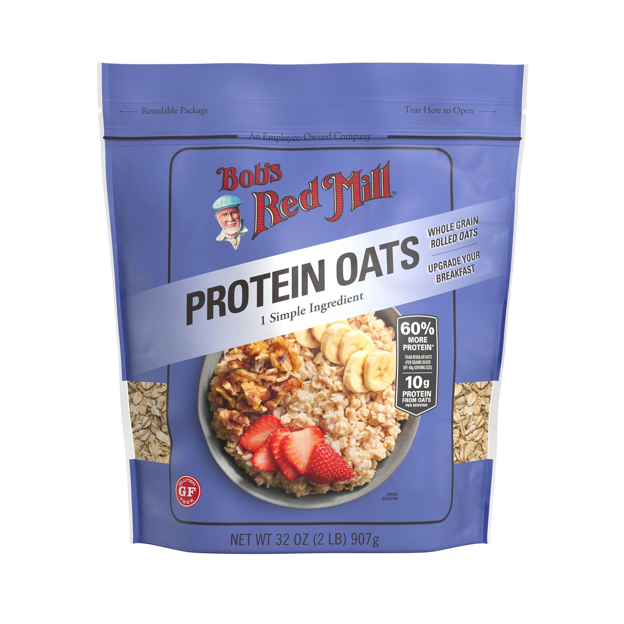 Bob's Red Mill Gluten Free Protein Oats - 10g Protein/Serving | 907g Bag | Non-GMO