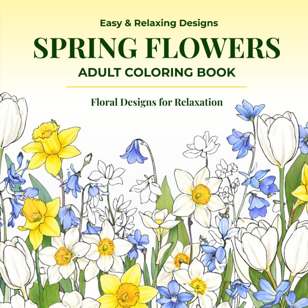 L A Publishing - Spring Flowers Adult Colouring Book | Floral Designs for Relaxation | Paperback 1