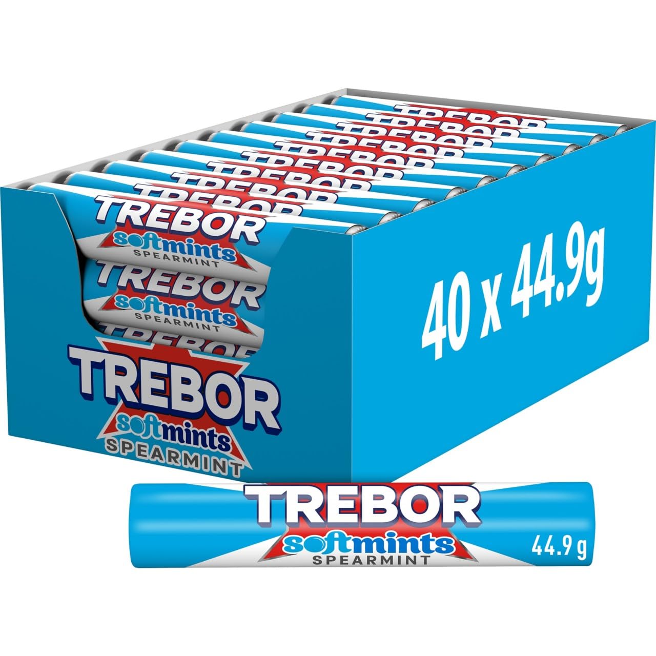 Trebor Softmints Spearmint Mints - Chewy Spearmint Flavour | Pack of 40 Rolls