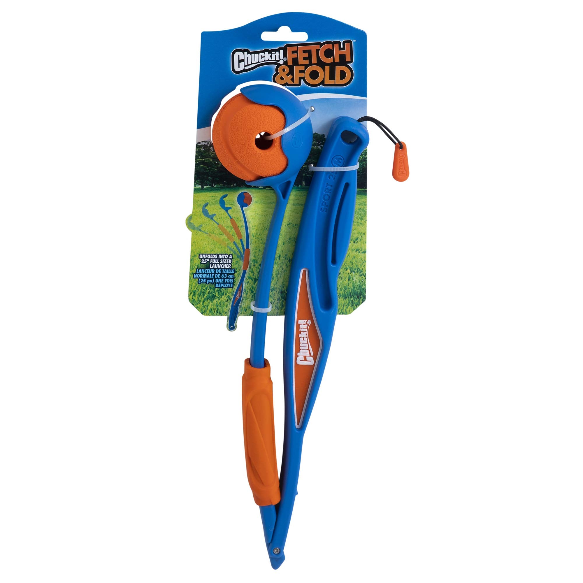 Chuckit! Fetch & Fold Dog Ball Launcher - Portable, Hands-Free Fetch | Medium Ball Included
