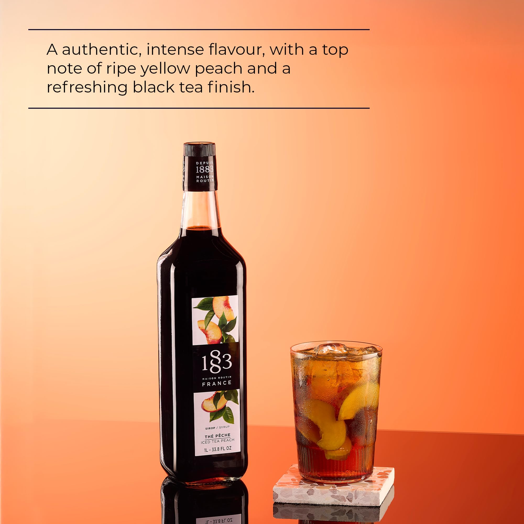 1883 MAISON ROUTIN Peach Iced Tea Syrup - Pure Cane Sugar | 1 L