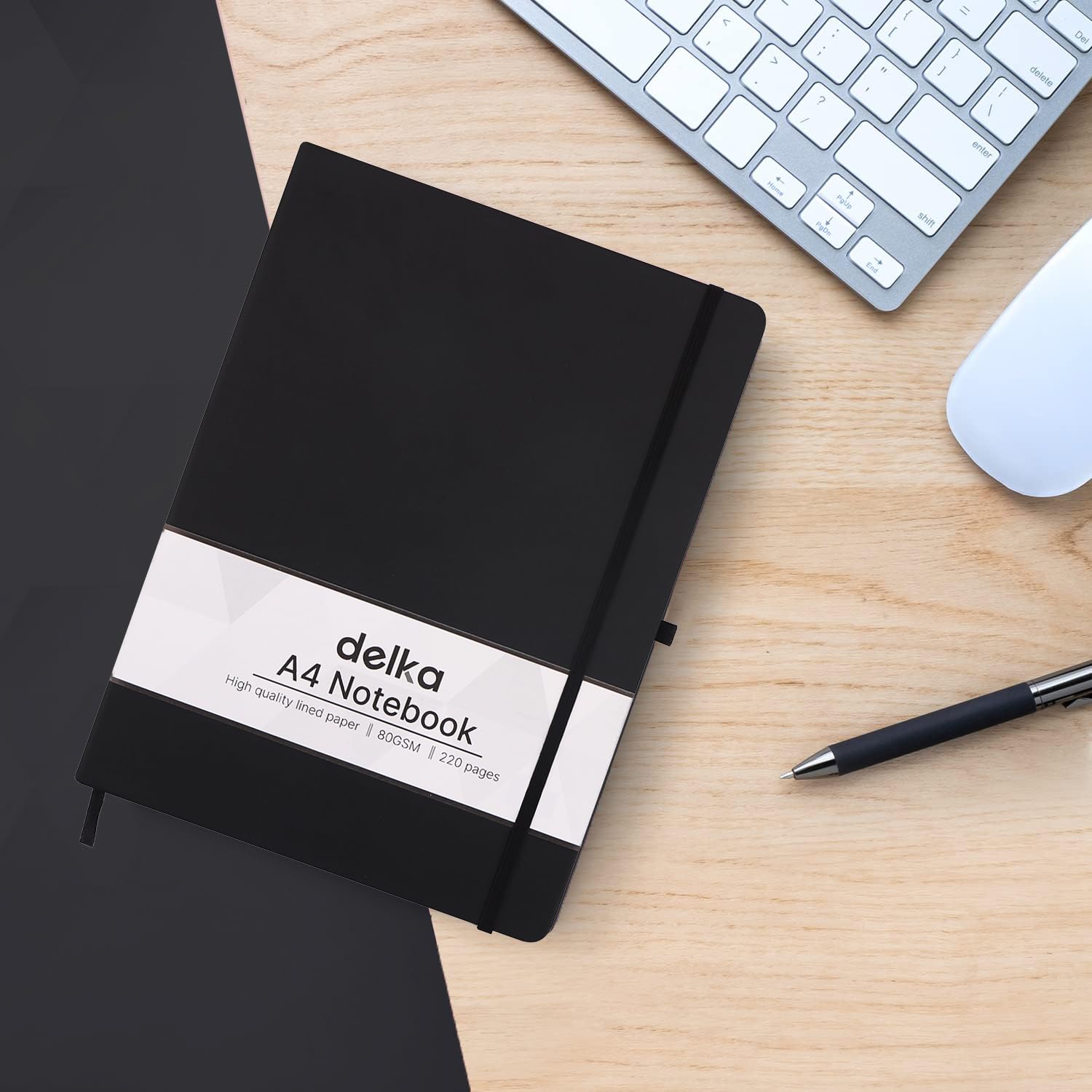 delka A4 Notebook - Vegan Leather Hard Cover | 160 Pages Ruled | Black 4
