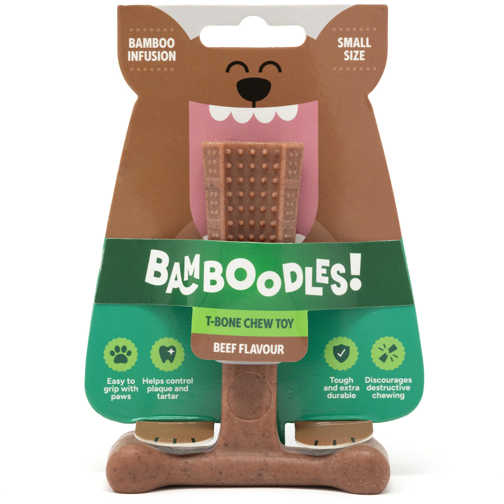 Bamboodles Dog Chew Toy - Small Size | Beef Flavour | Durable Nylon & Bamboo Fibre 1