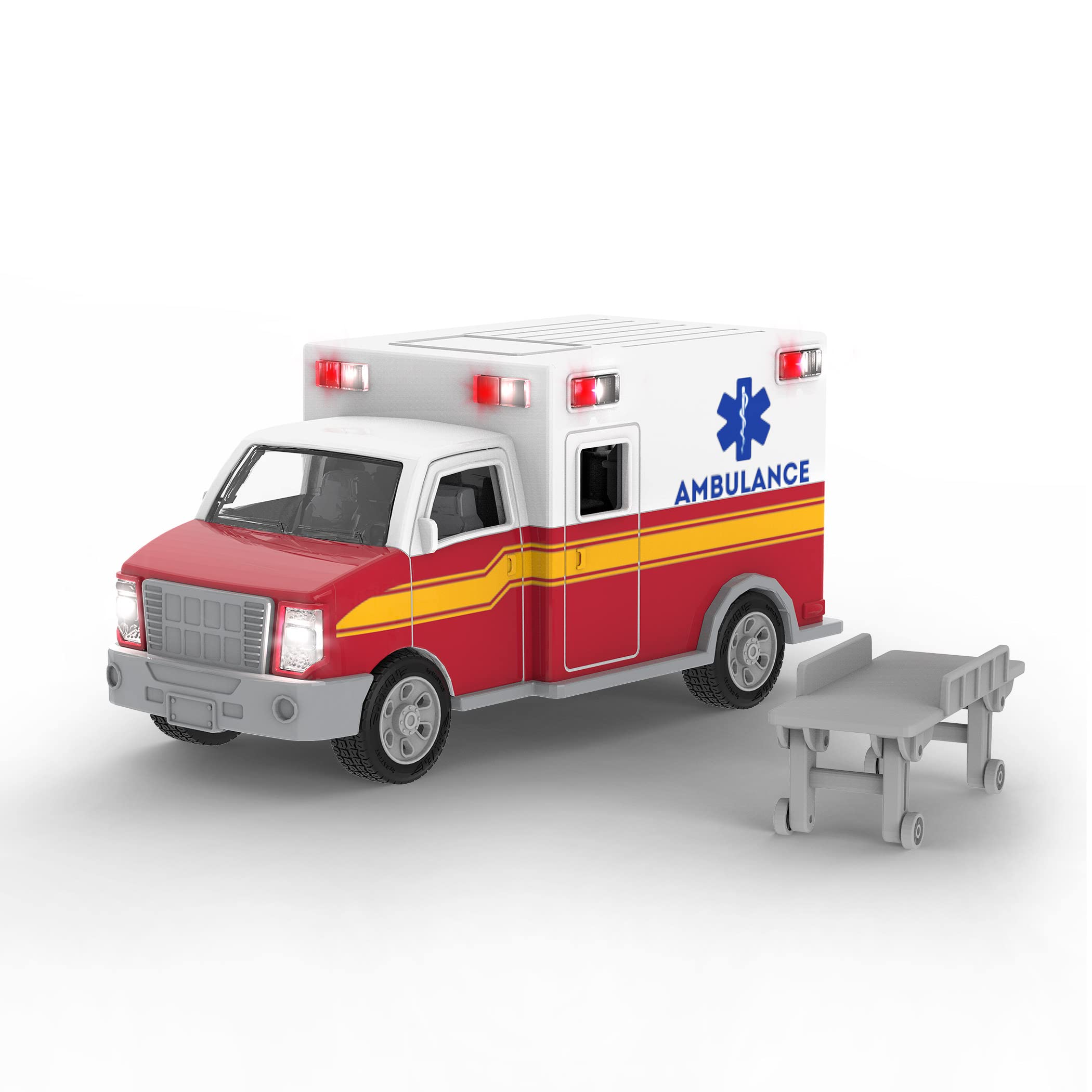 Driven by Battat Micro Ambulance - Toy Rescue Vehicle with Lights, Sounds & Movable Parts for Kids 3+