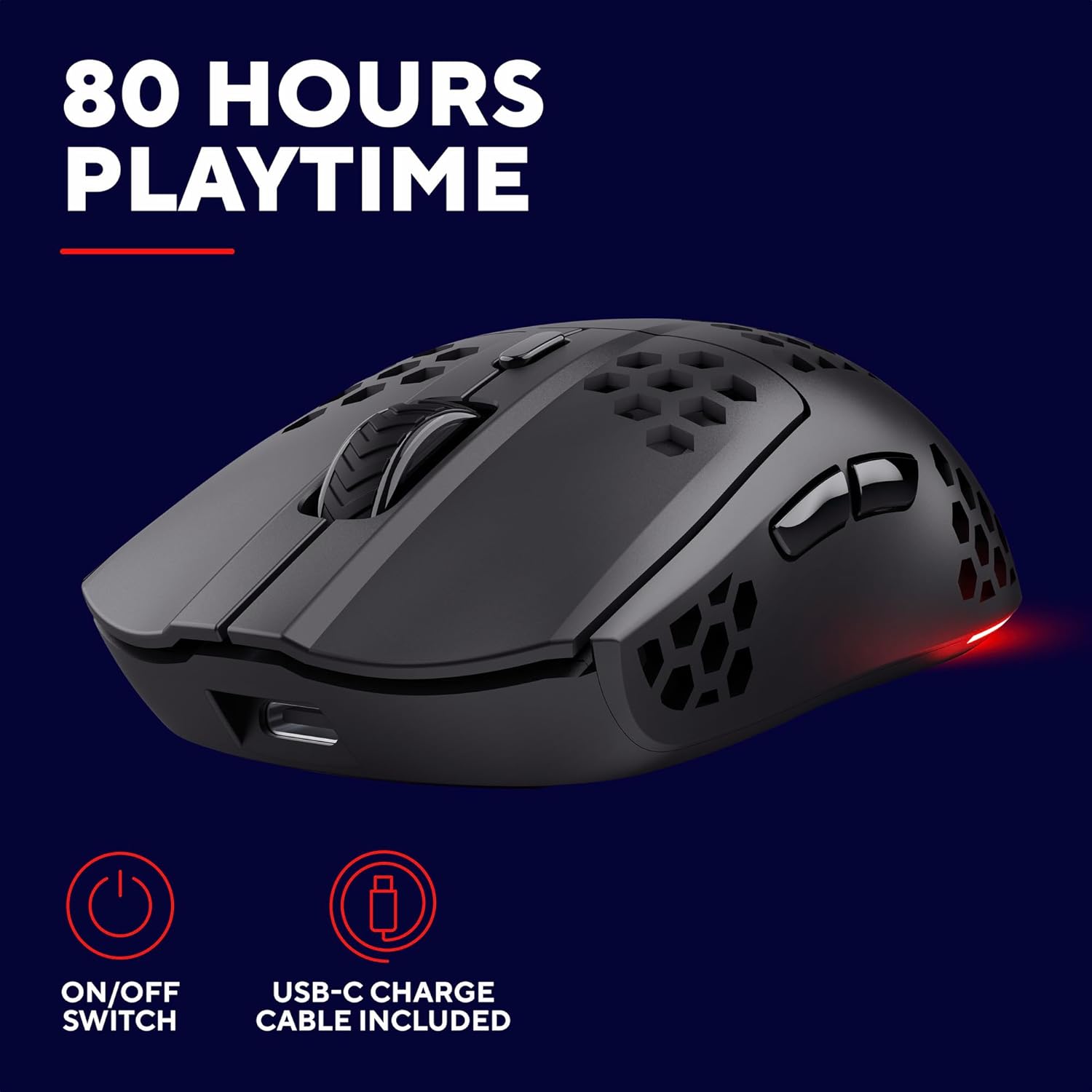 Trust Gaming GXT 929 Helox Wireless Gaming Mouse – Ultra-Light 75g with RGB, 2.4 GHz, Rechargeable, 80-Hour Battery 10