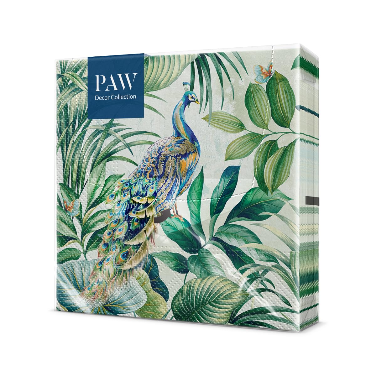 PAW Decor Collection Paper Napkins - Peacock Design | 33 x 33 cm | 20 Pack