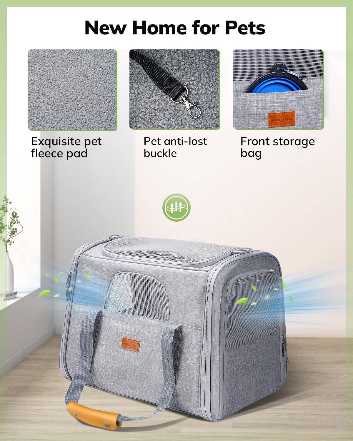 morpilot Airline Approved Soft-Sided Pet Carrier for Cats & Dogs up to 7kg | Light Grey 5