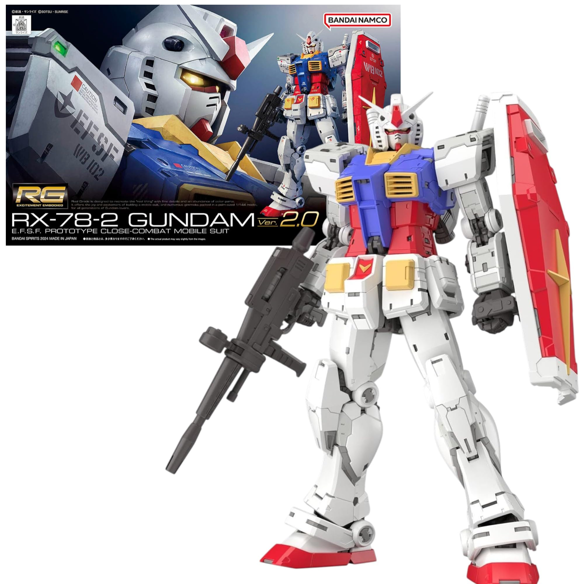 BANDAI SPIRITS Real Grade 1/144 RX-78-2 Gundam Ver. 2.0 Model Kit | Snap-Fit Plastic Figure 1