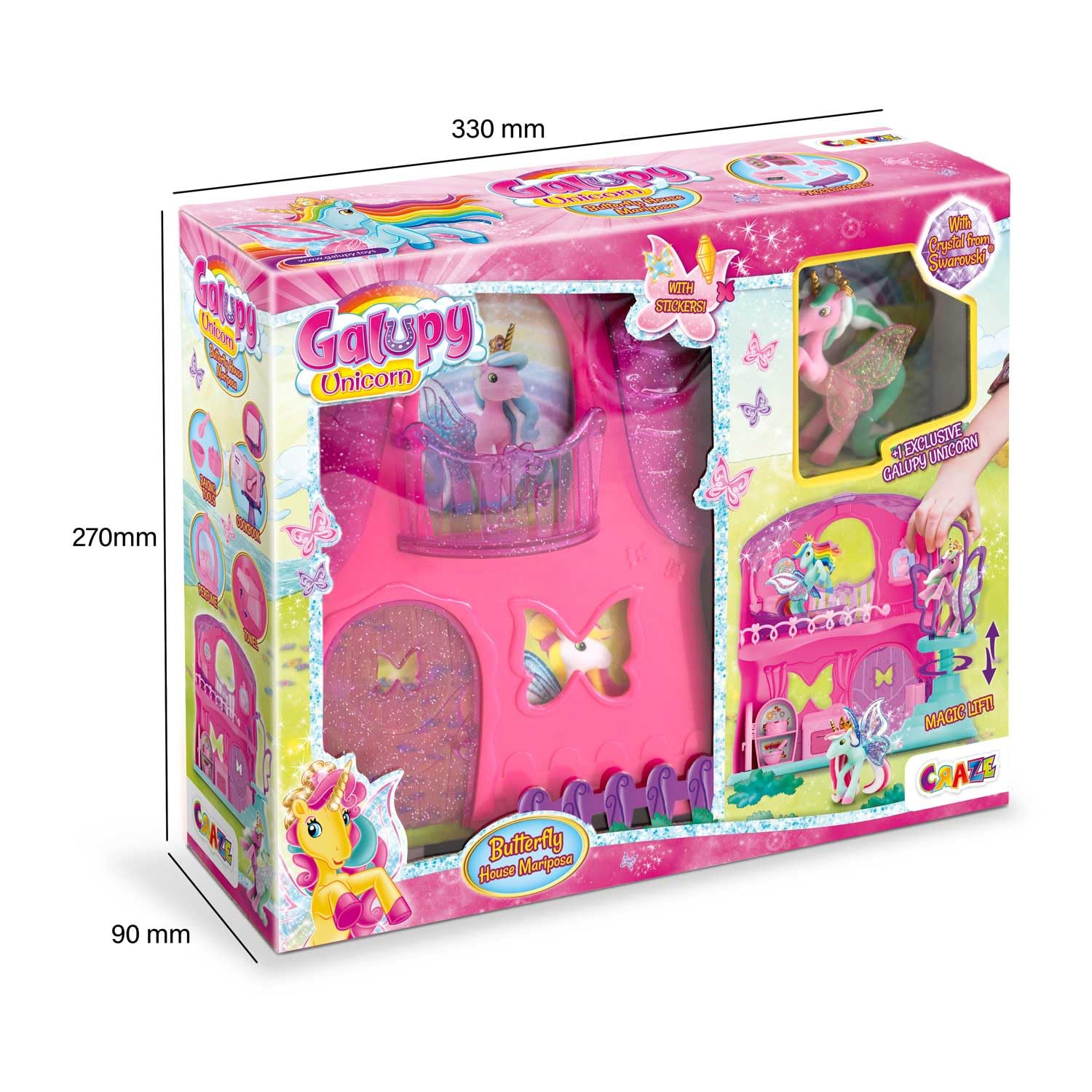 Galupy Butterfly House Playset with Nessy Unicorn Figure | Ages 3+ 6