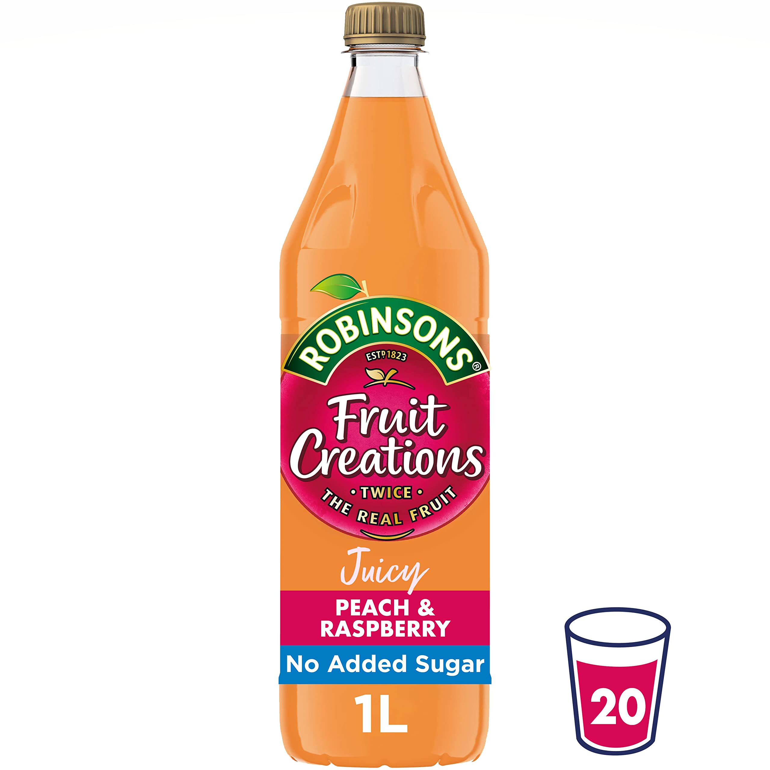 Robinsons Fruit Creations Real Fruit Squash - Low Calorie Peach & Raspberry | 1 L Concentrate