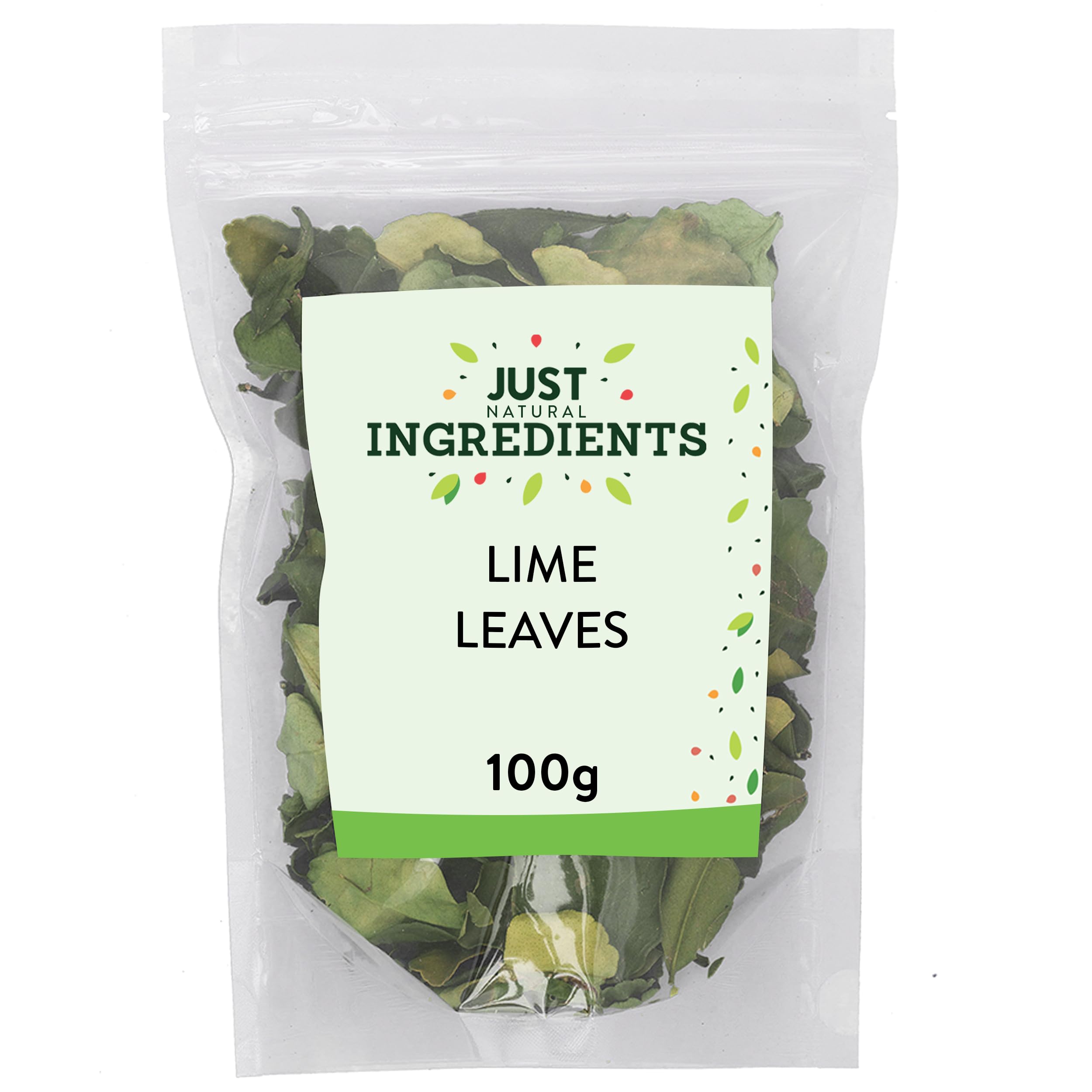 JustIngredients Kaffir Lime Leaves - Authentic Thai Flavor, Dried Whole Spice | 100g