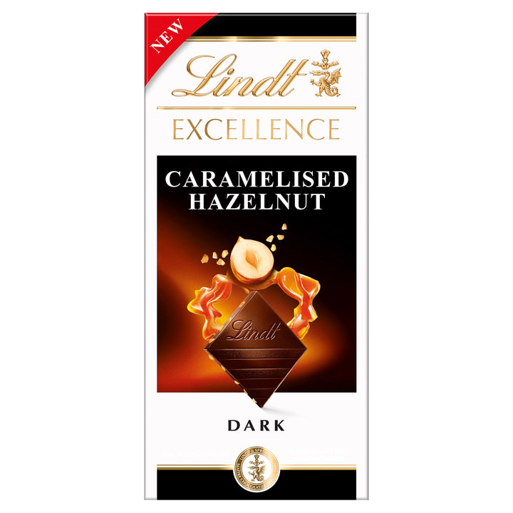 Lindt Excellence Dark Caramelised Hazelnut Chocolate Bar, 100g