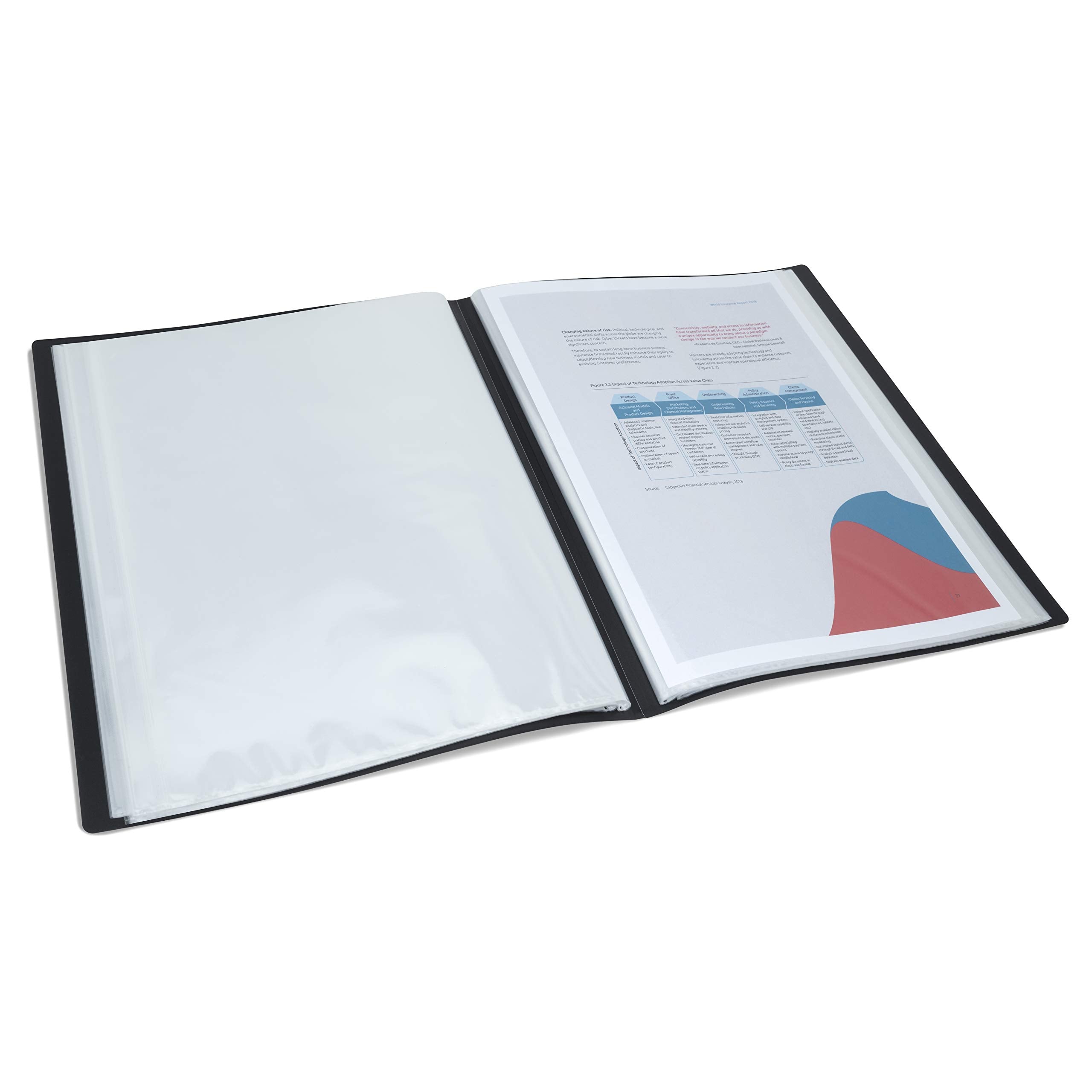RAPESCO Presentation Folder 1644 - 40 Pockets A4 Black Polypropylene with Antibacterial Protection