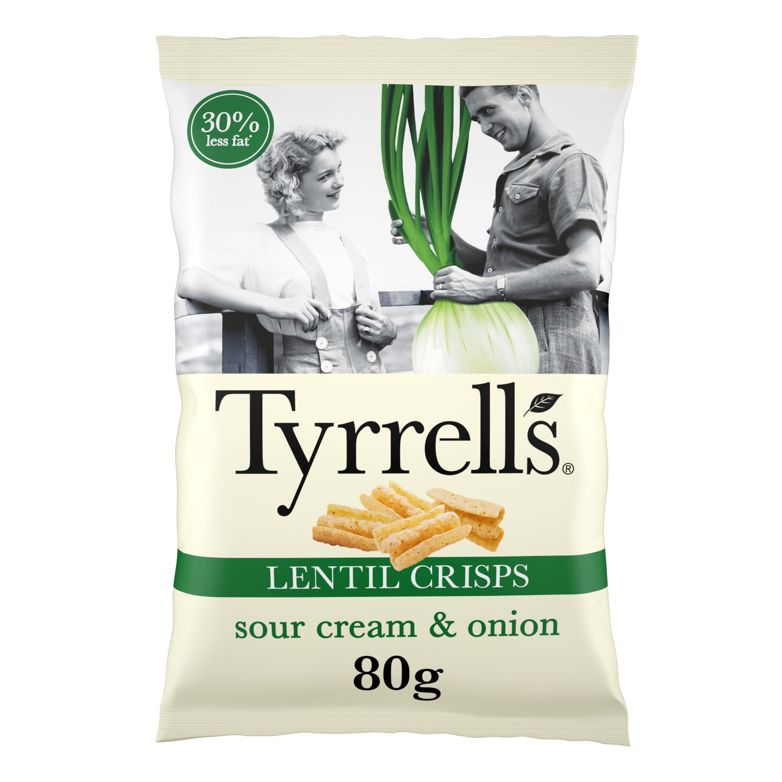 Tyrrells Lentil Sharing Crisps Sour Cream & Onion - 80g Bag