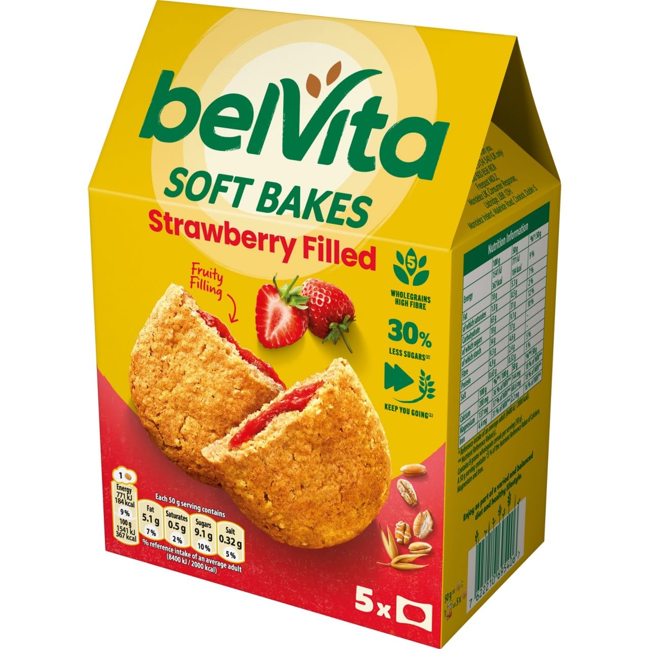 Belvita Soft Bakes Breakfast Biscuits - Strawberry Filled | Pack of 5 (250g) 2
