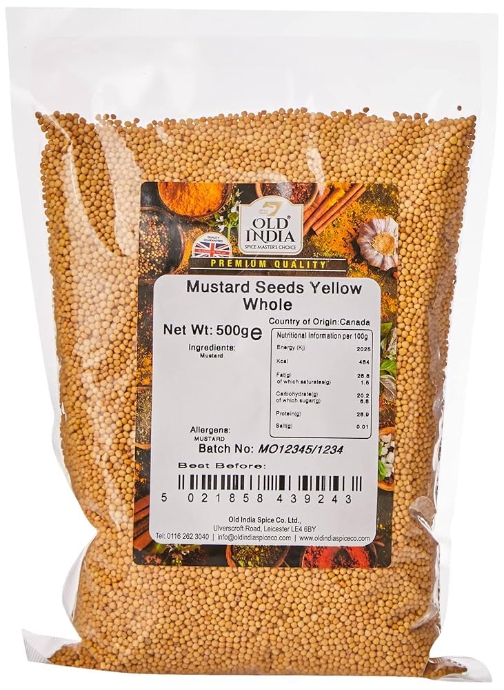 Old India Whole Yellow Mustard Seeds - 500g Pack | 100% Natural