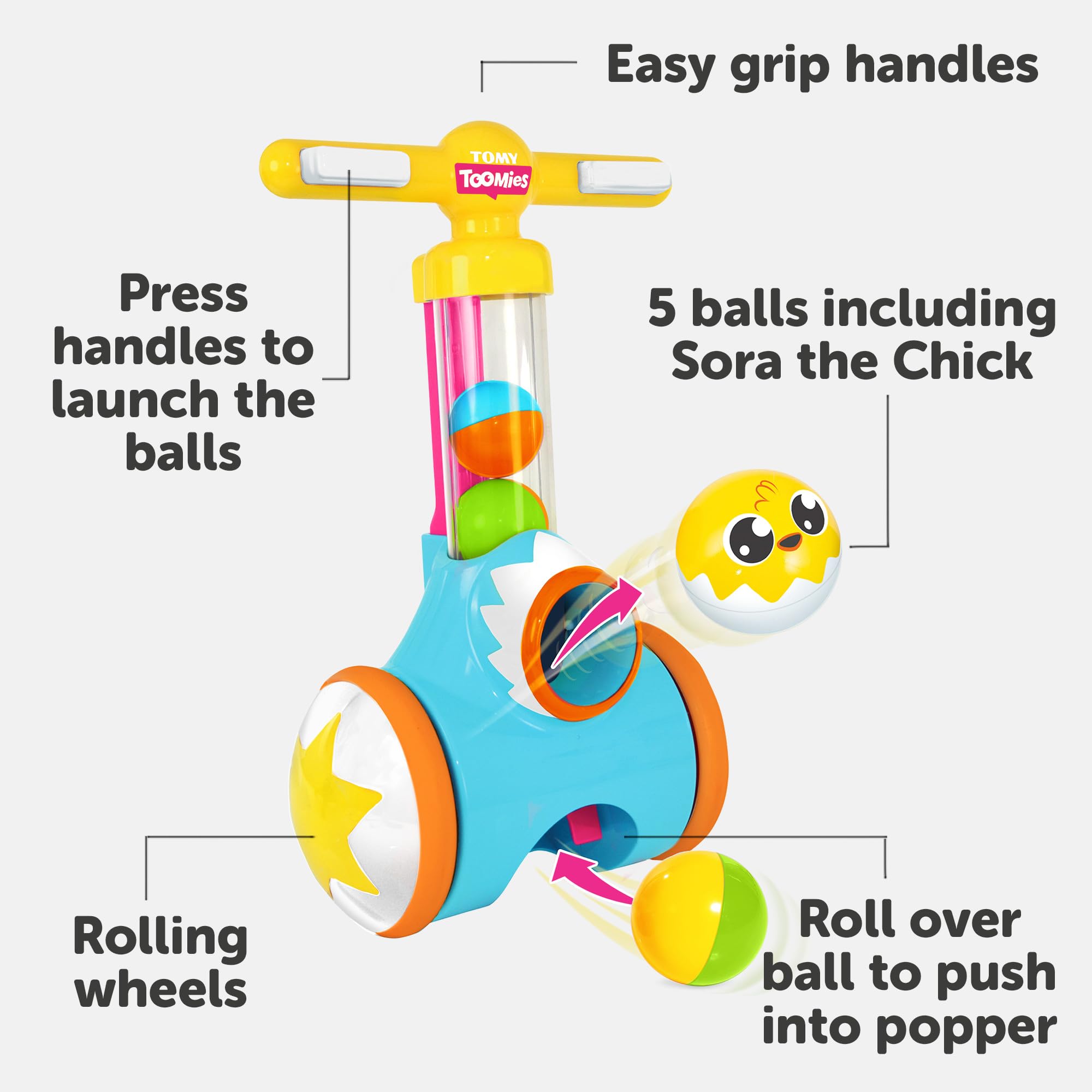 Toomies Pic and Pop Push Along Baby Toy - Toddler Ball Popper with Collector | Ages 18 Months+ 4