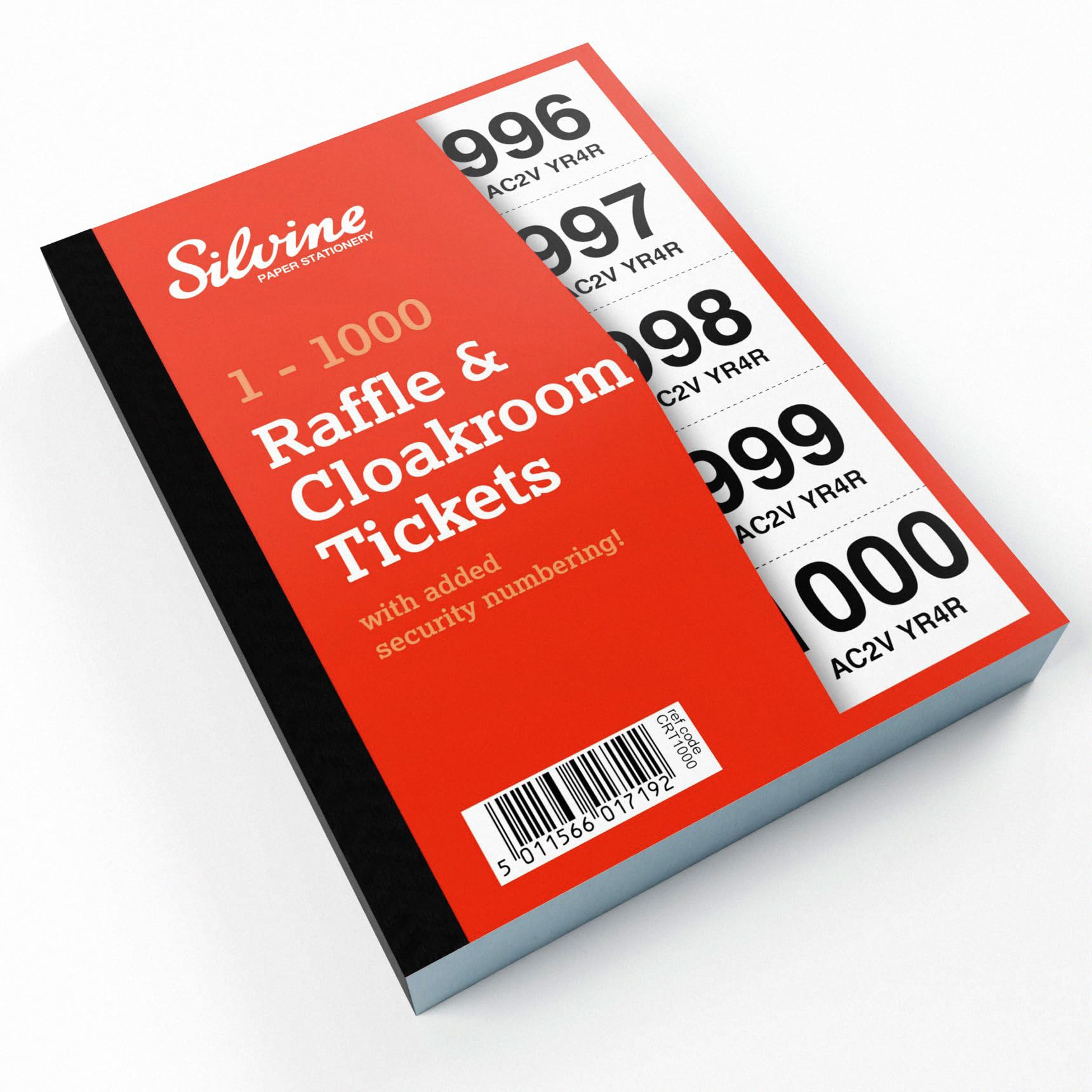 Silvine Cloakroom/Raffle Tickets - 1000 Numbered Tickets per Book | Security Numbering | 6 Pack