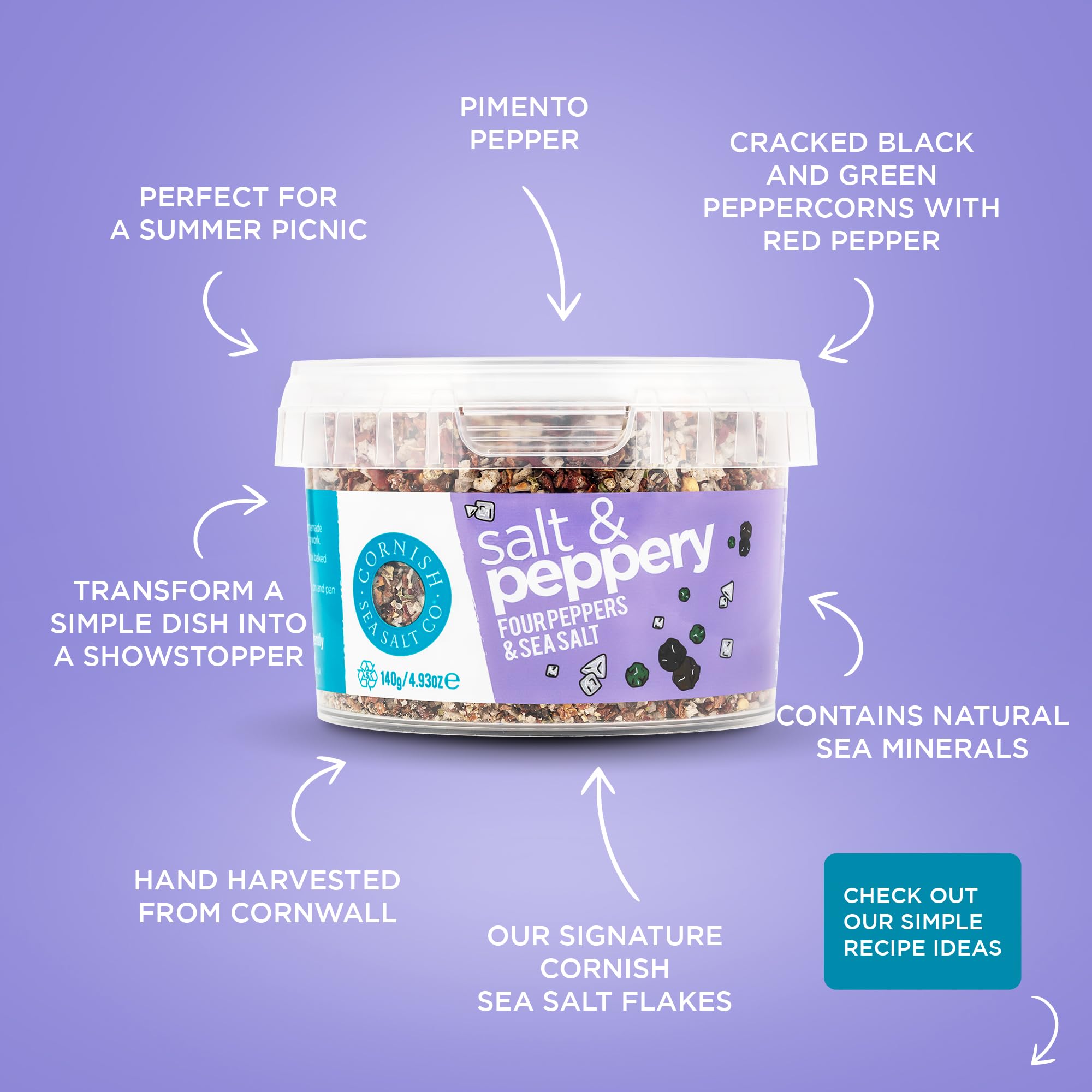 Cornish Sea Salt Salt & Peppery Seasoning Blend, 140g 3