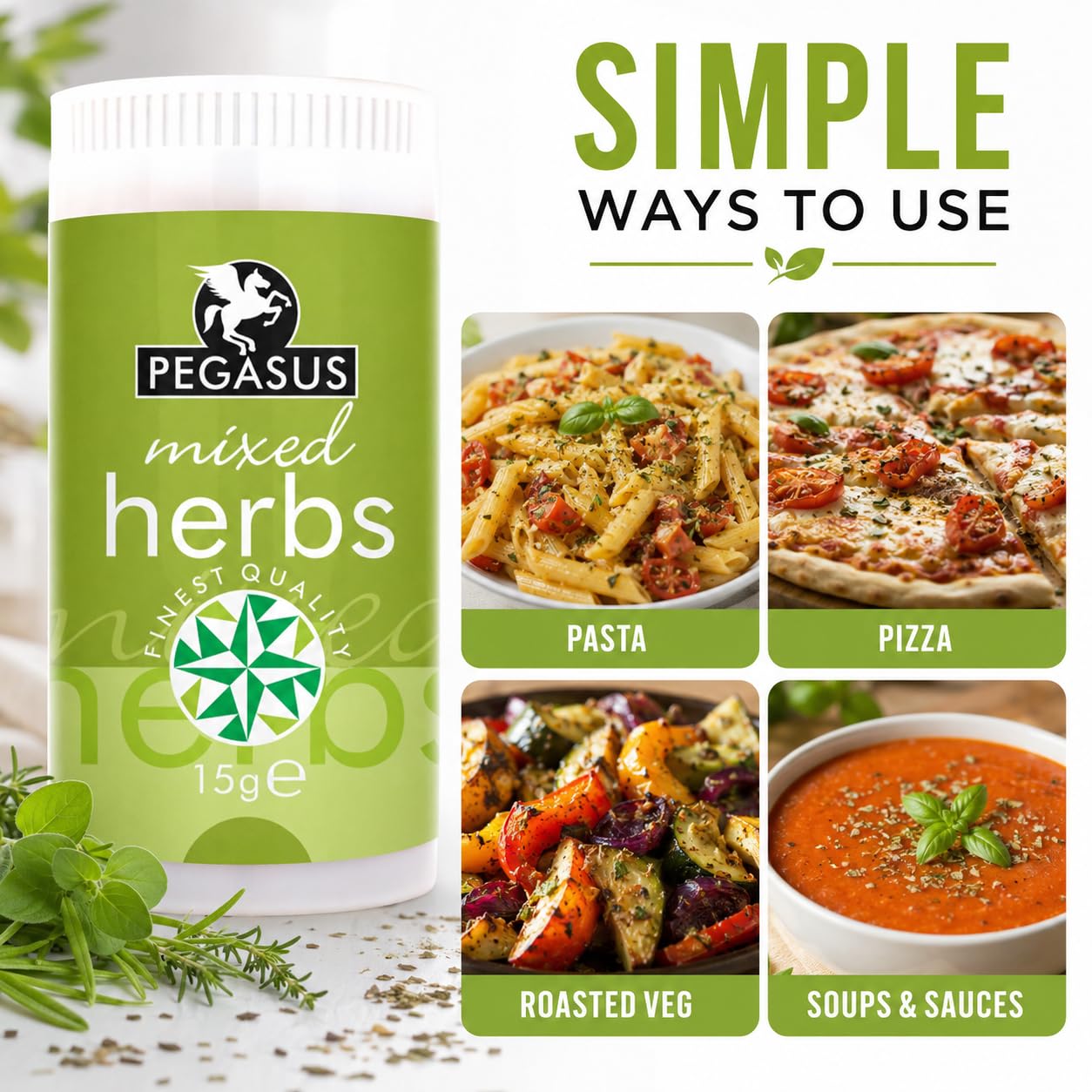 Pegasus Mixed Herbs - 15g Jar | Premium Dried Herb Blend | Easy to Use 3