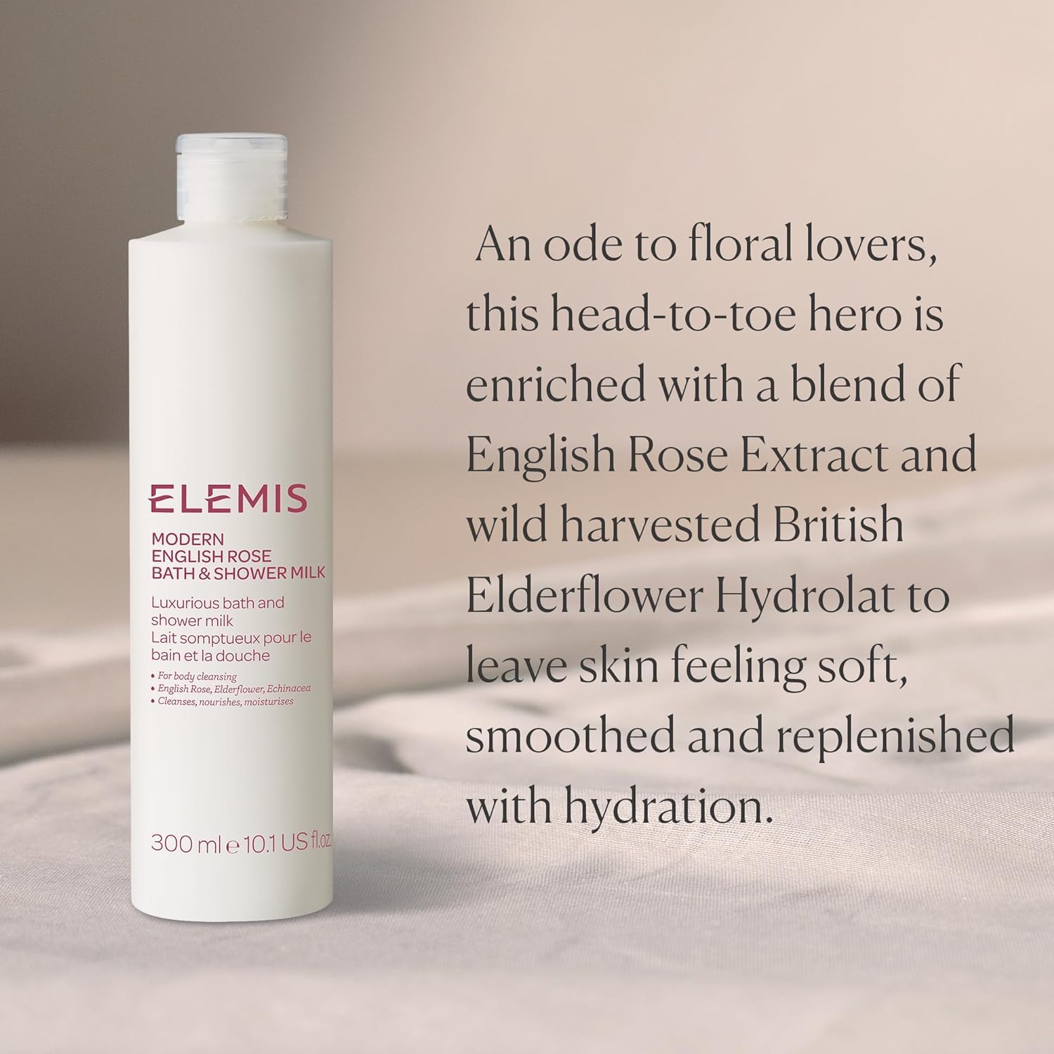 Elemis Modern English Rose Bath & Shower Milk - Nourishing & Hydrating Body Wash with Rose Scent - 300ml 2