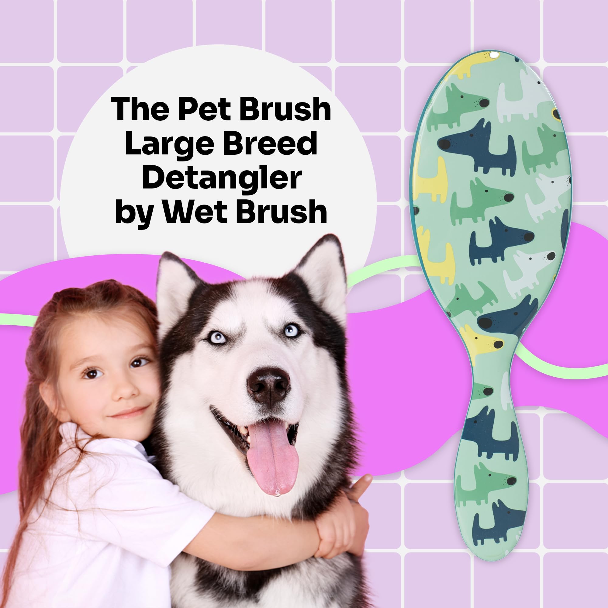 Wet Brush Pet Hair Brush - Large Dog Breed Detangler | Dog Camo | Ergonomic Handle