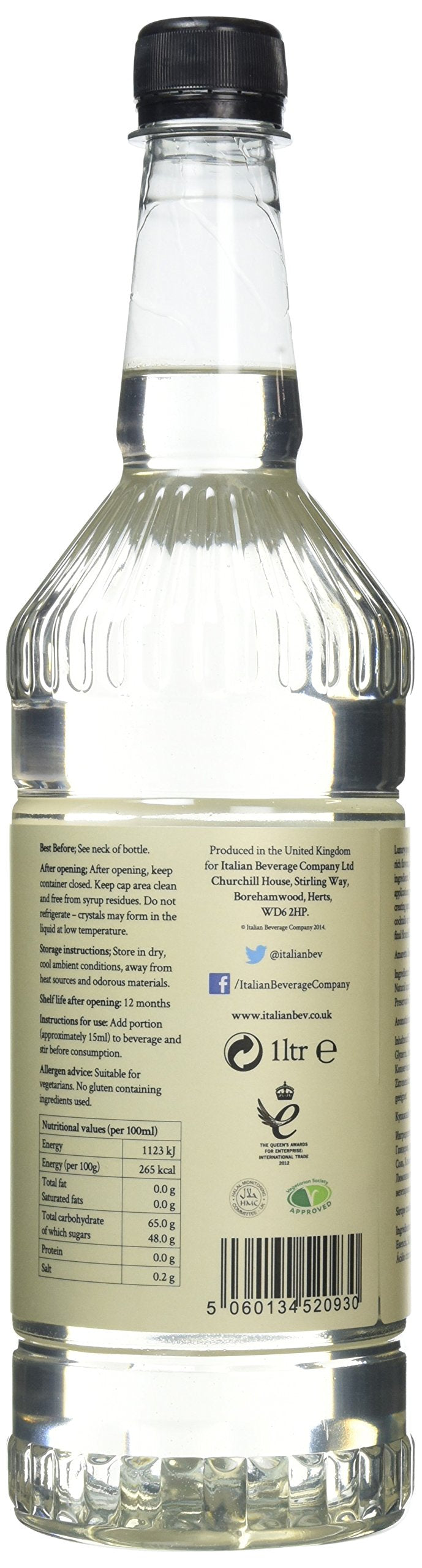 Simply Amaretto Syrup - Buttery Almond Flavor | Vegan, Nut Free | 1L Plastic Bottle