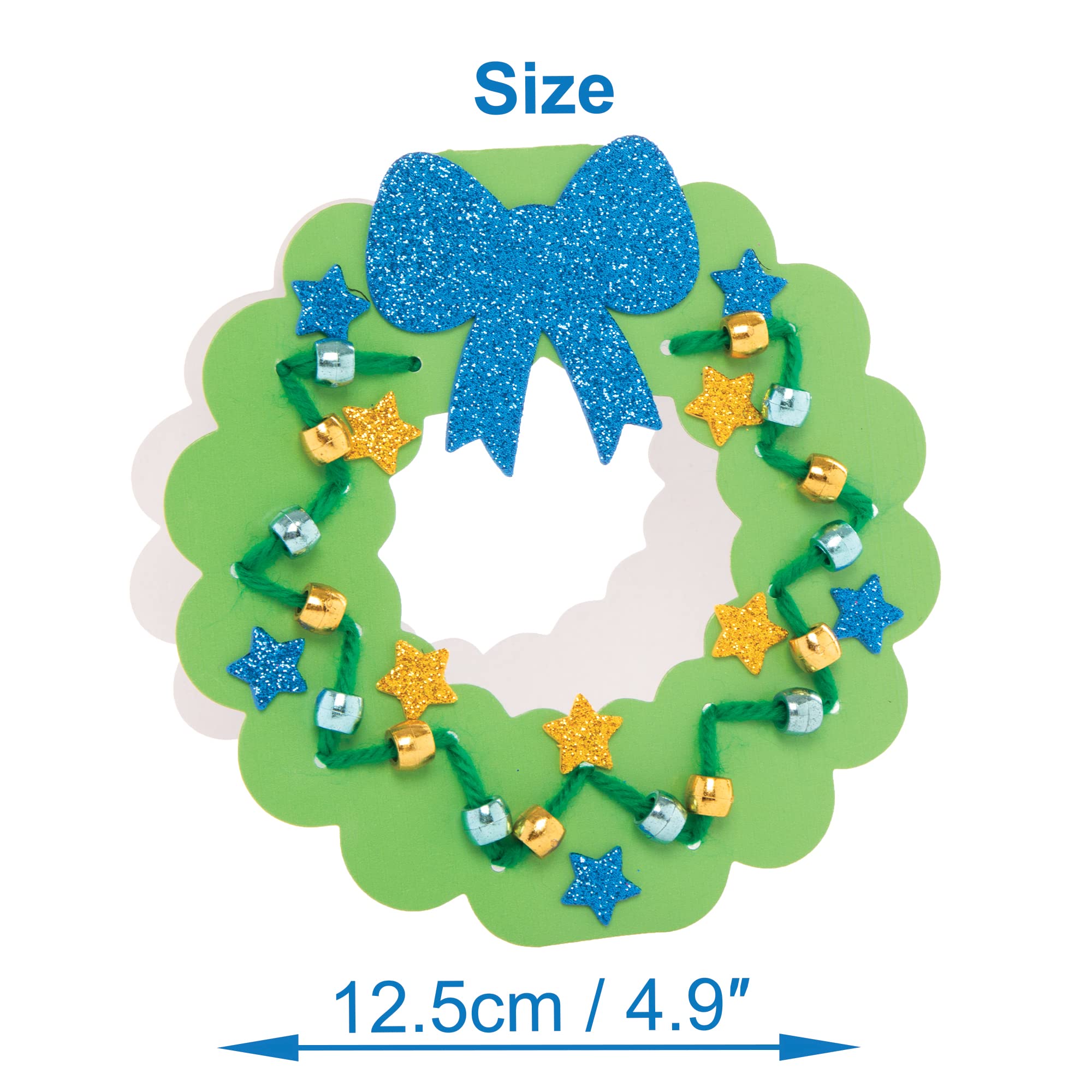 Baker Ross Christmas Wreath Threading Card Craft Kit - Pack of 6 3