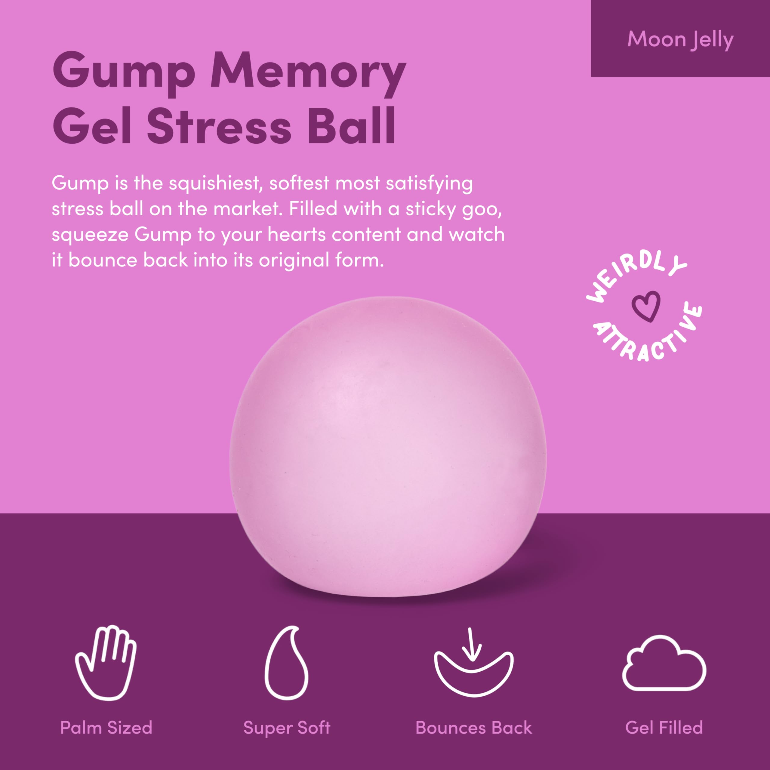 Speks Gump Stress Balls - Silky Soft Memory Gel Squishy Fidget Toy for Adults and Teens 14+ | Moon Jelly 6