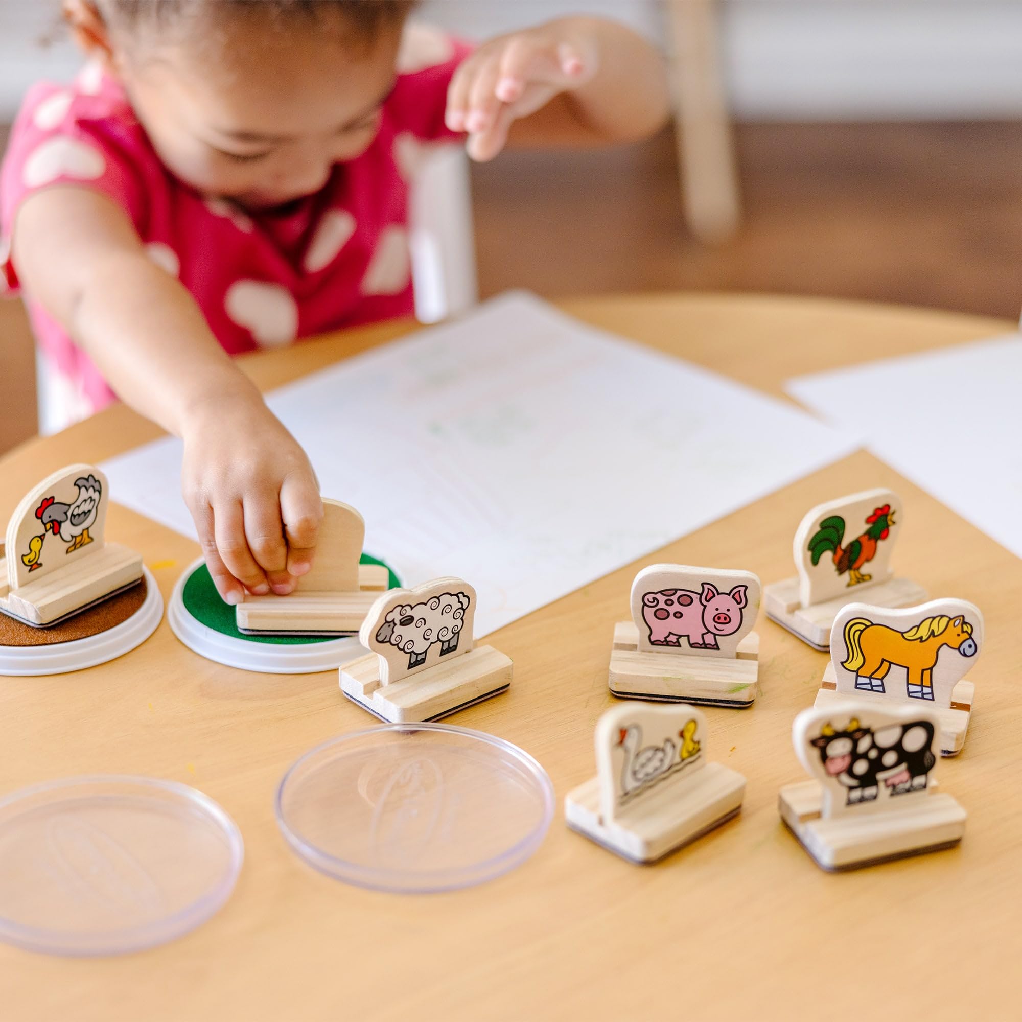 Melissa & Doug My First Wooden Stamp Set - Farm Animals | Easy-Grip Handles | Ages 3+ 6