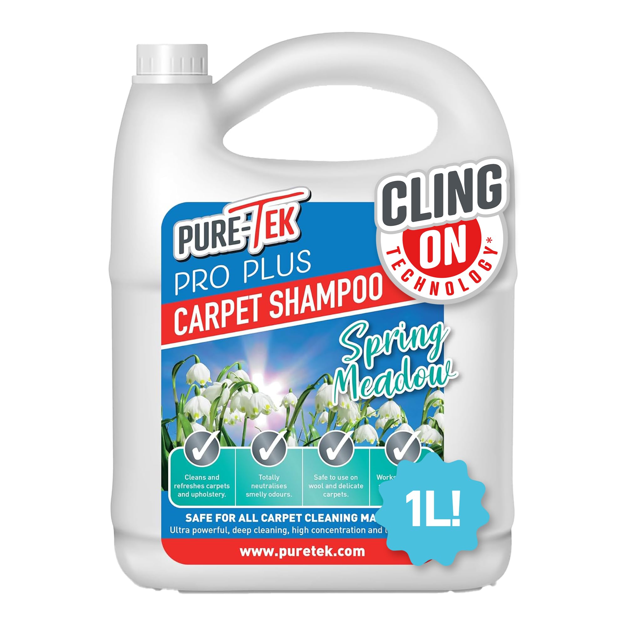 PURE-TEK Carpet Machine Detergent Shampoo - Concentrated Liquid for Deep Cleaning | 1L
