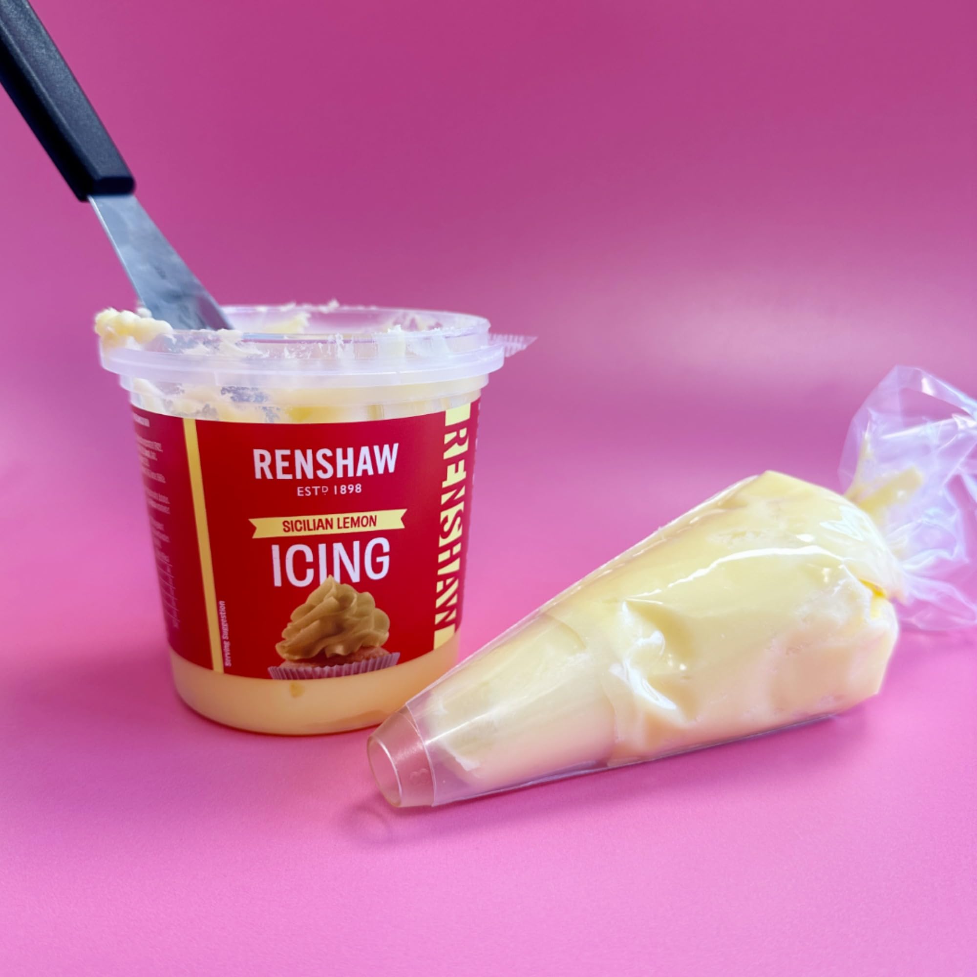 Renshaw Sicilian Lemon Vegan Buttercream Style Soft Icing - Ready to Use, 400g Tub 5