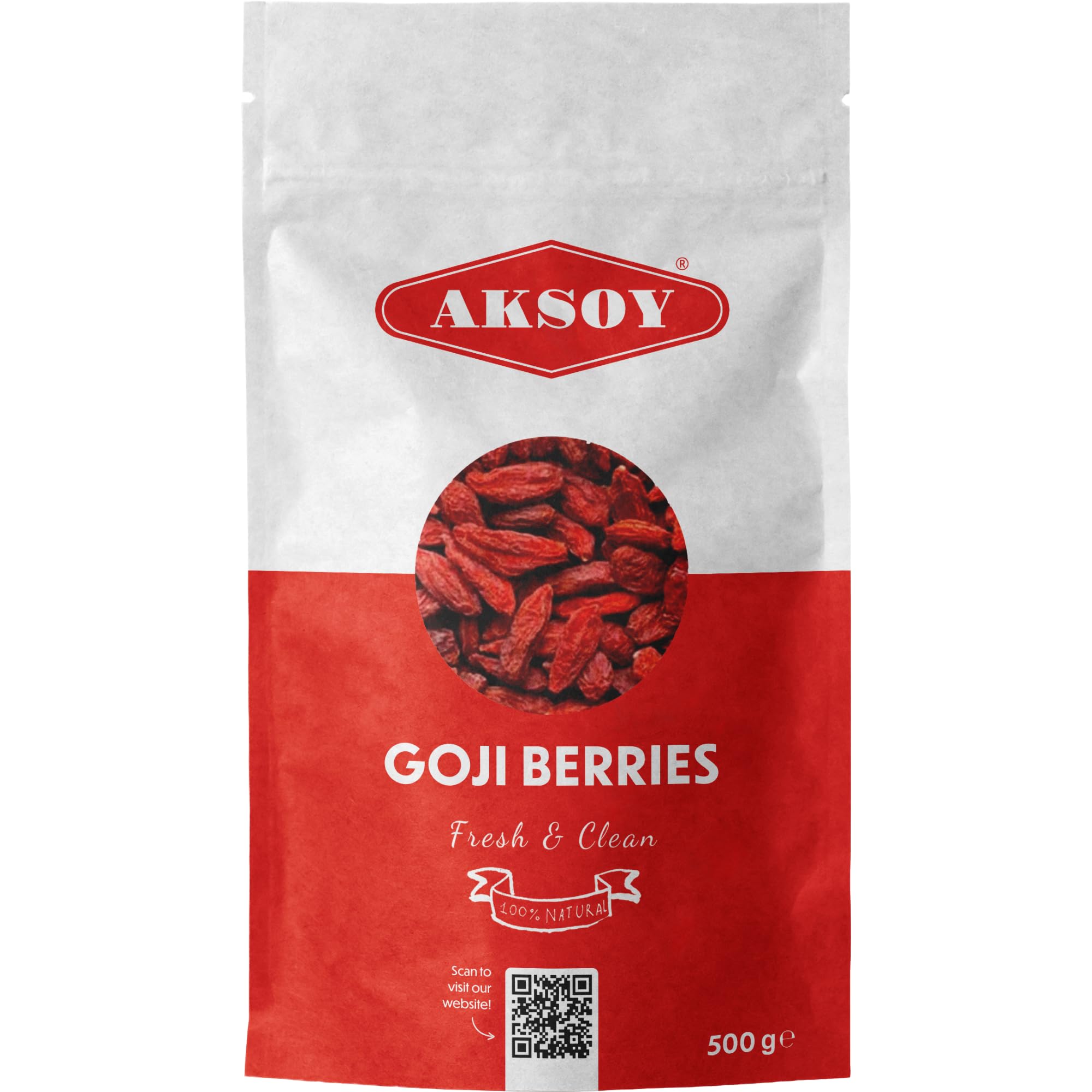 AKSOY Raw Sun-Dried Goji Berries - 500g Natural Wolfberries | Vegan Friendly 1