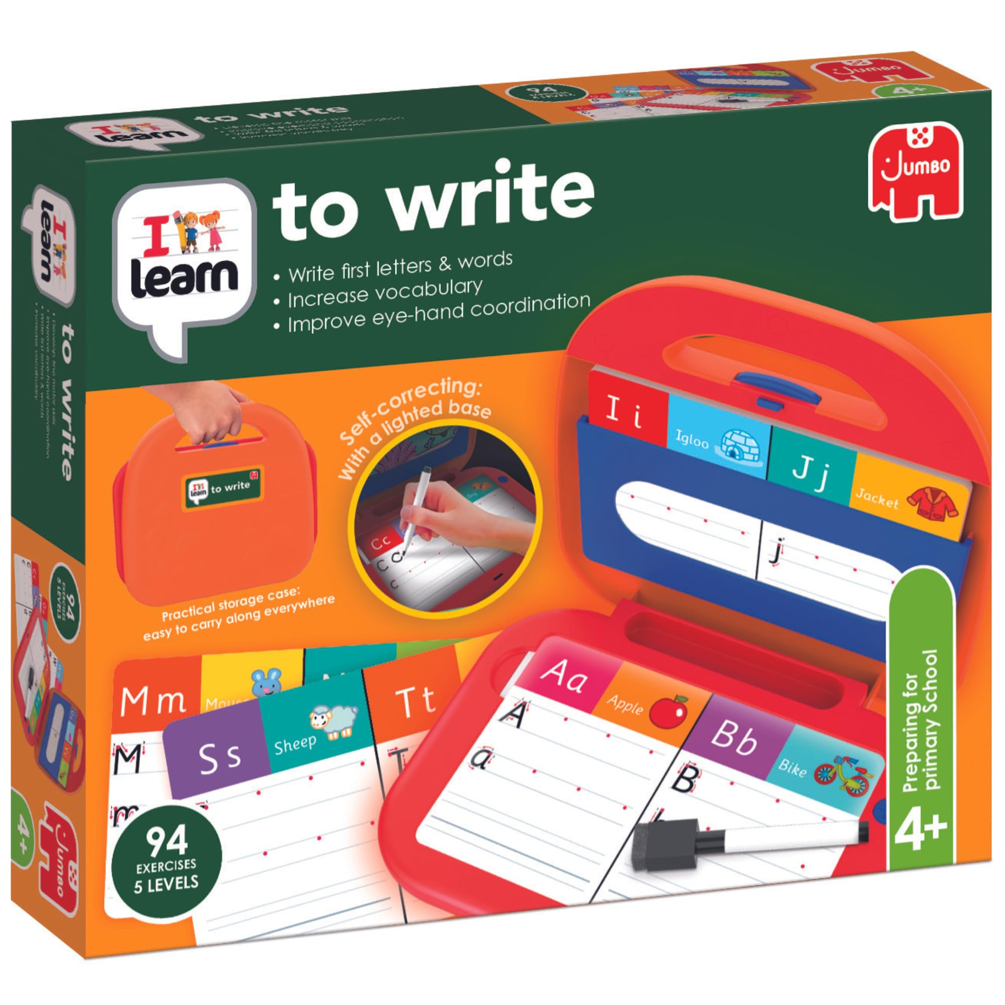 Jumbo I Learn to Write - Educational Writing Game for Kids Ages 4+ | 94 Exercises | Self-Correcting Base