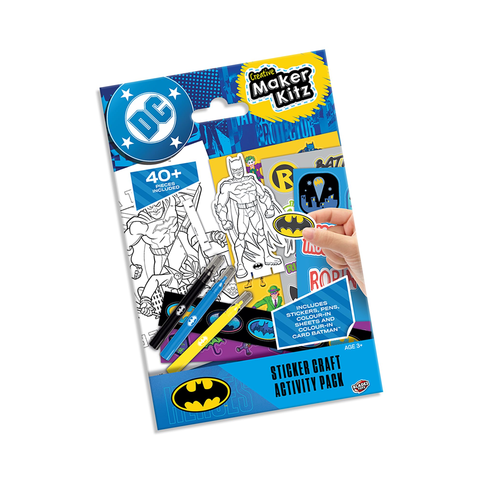 BLADEZ DC Batman Sticker Activity Set - 40+ Pieces | Travel Friendly | Includes Colouring & Pens
