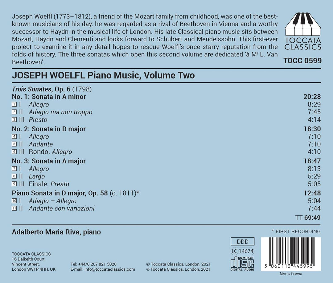 Adalberto Maria Riva - Woelfl: Piano Music, Vol. 2 [Audio CD]