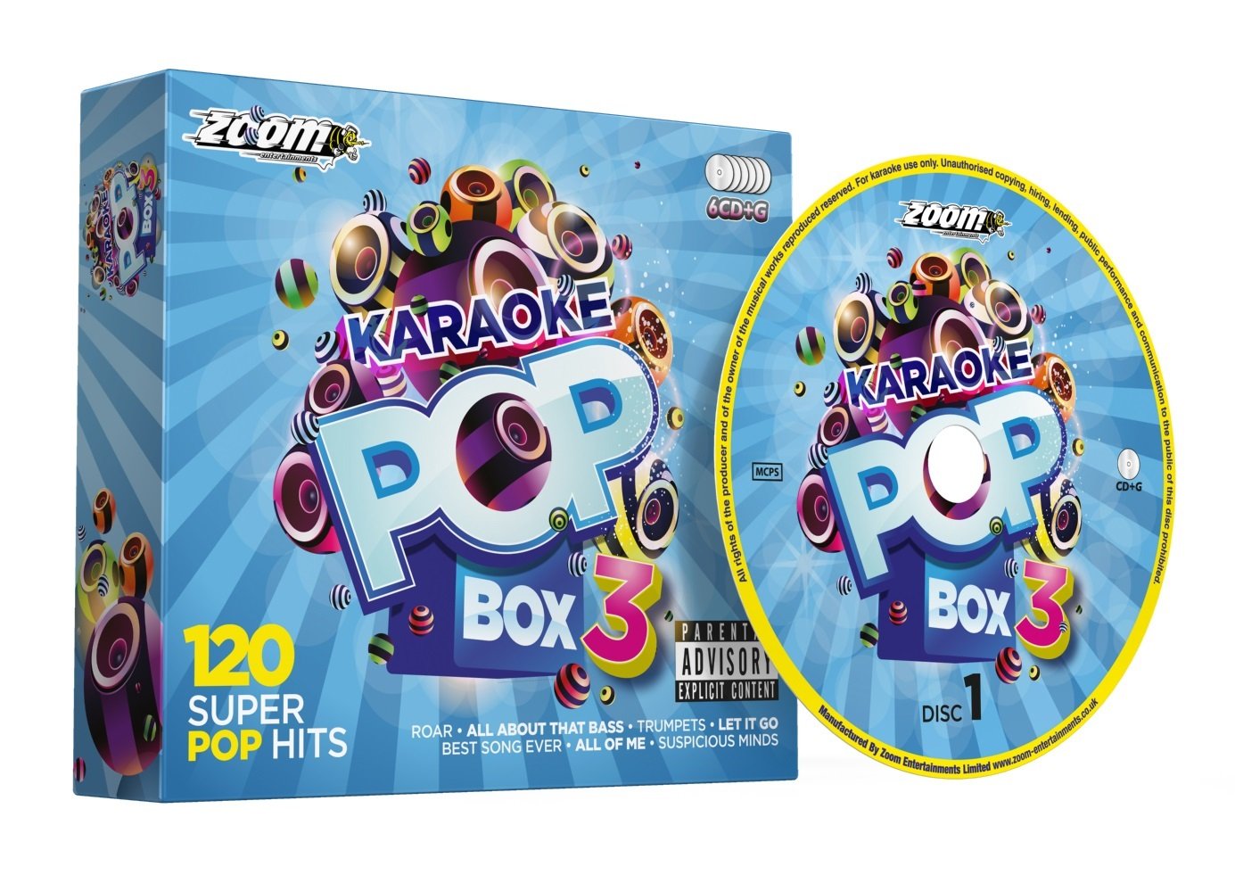 Zoom Karaoke Pop Box 3 Party Pack - 6 CD+G Discs - 120 Songs - No Duplicate Tracks 3