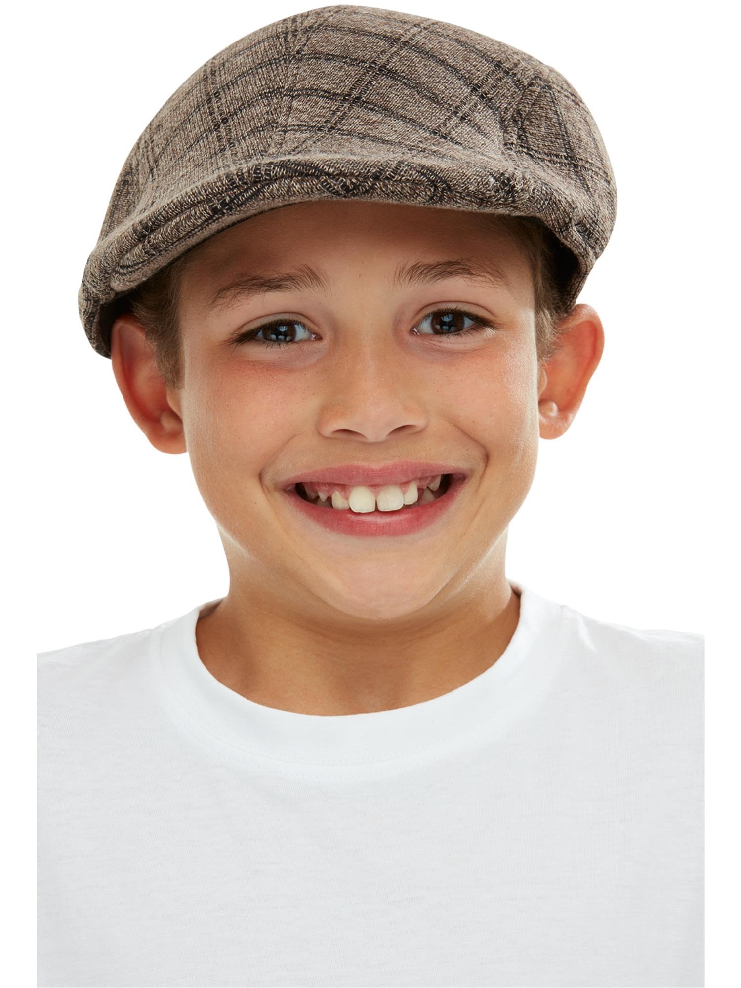 Smiffys Kids Flat Cap, Brown & Black, One Size