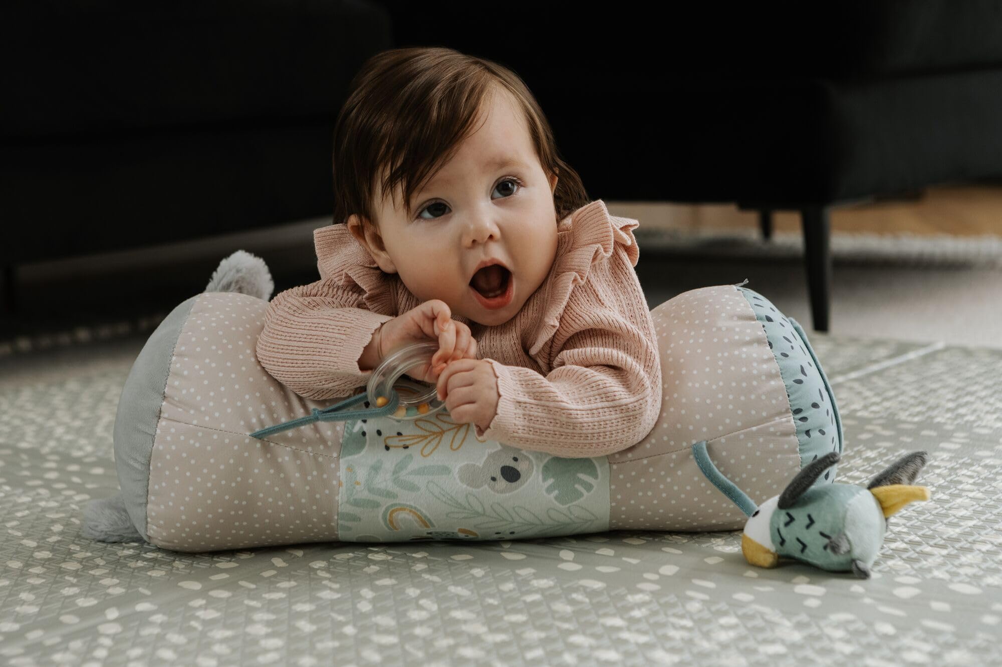 Nuby Animal Adventures Tummy Time Pillow - Sensory Play with Mirror & Crinkle Ears 9